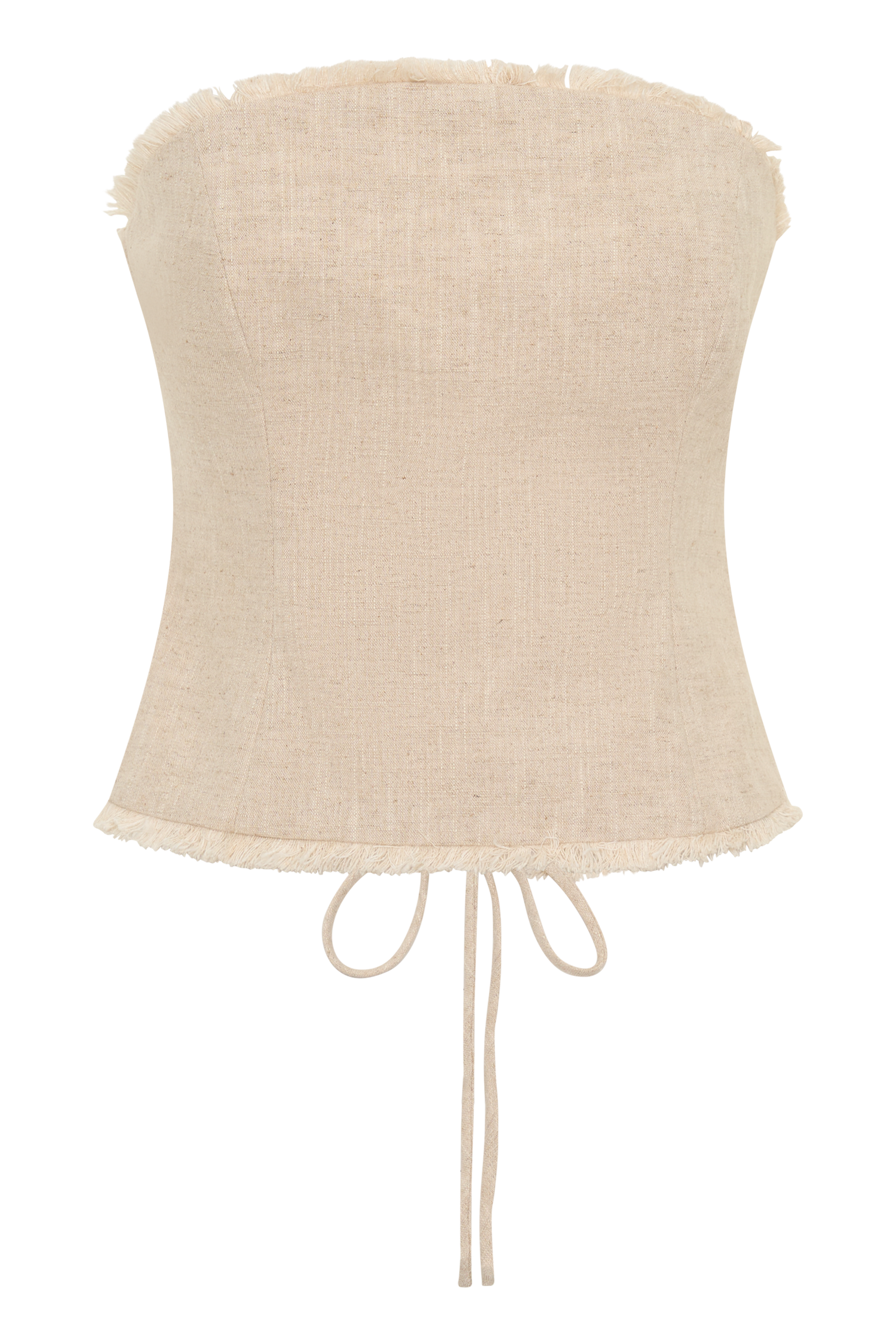 Annie Strapless Tie Back Linen Top - Natural | MESHKI US