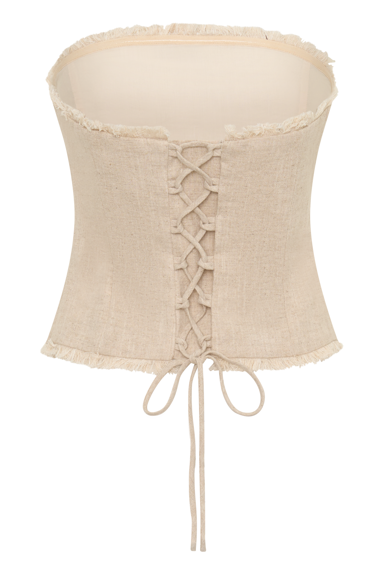 Annie Strapless Tie Back Linen Top - Natural #8