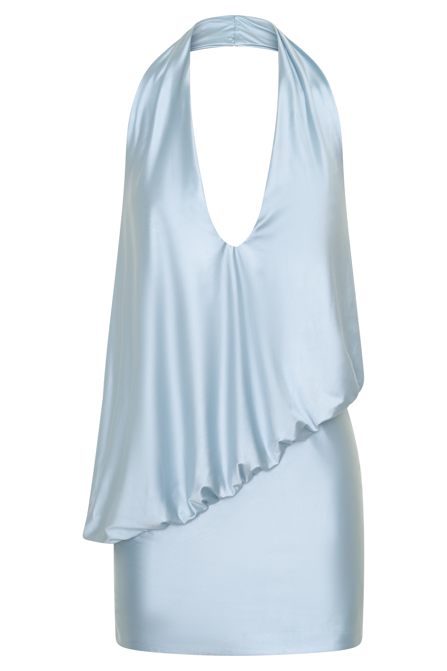 Arabel Draped Halter Mini Dress - Pale Blue #9