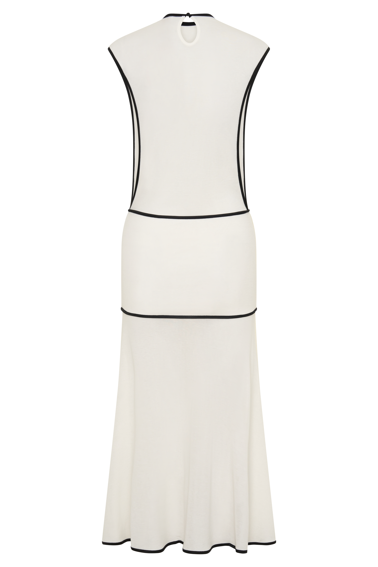 meshki black and white dress Aris Sleeveless Sheer Maxi Dress - Black/White