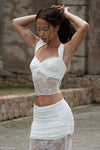 Guinevere Lace And Mesh Top - Ivory