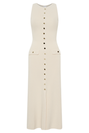 Sawyer Sleeveless Buttoned Maxi Dress - Ivory