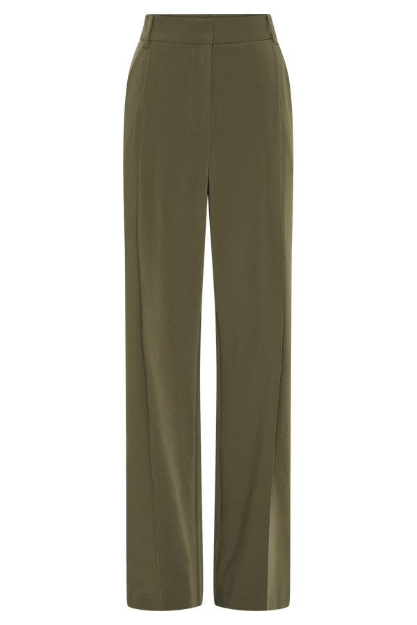 Amelie Suiting Straight Leg Pants - Military Olive