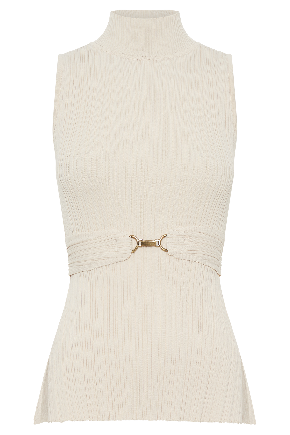 Tanya Cut Out High Neck Top - Cream #10