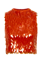 Savannah Sequin Crop Top - Firey Orange