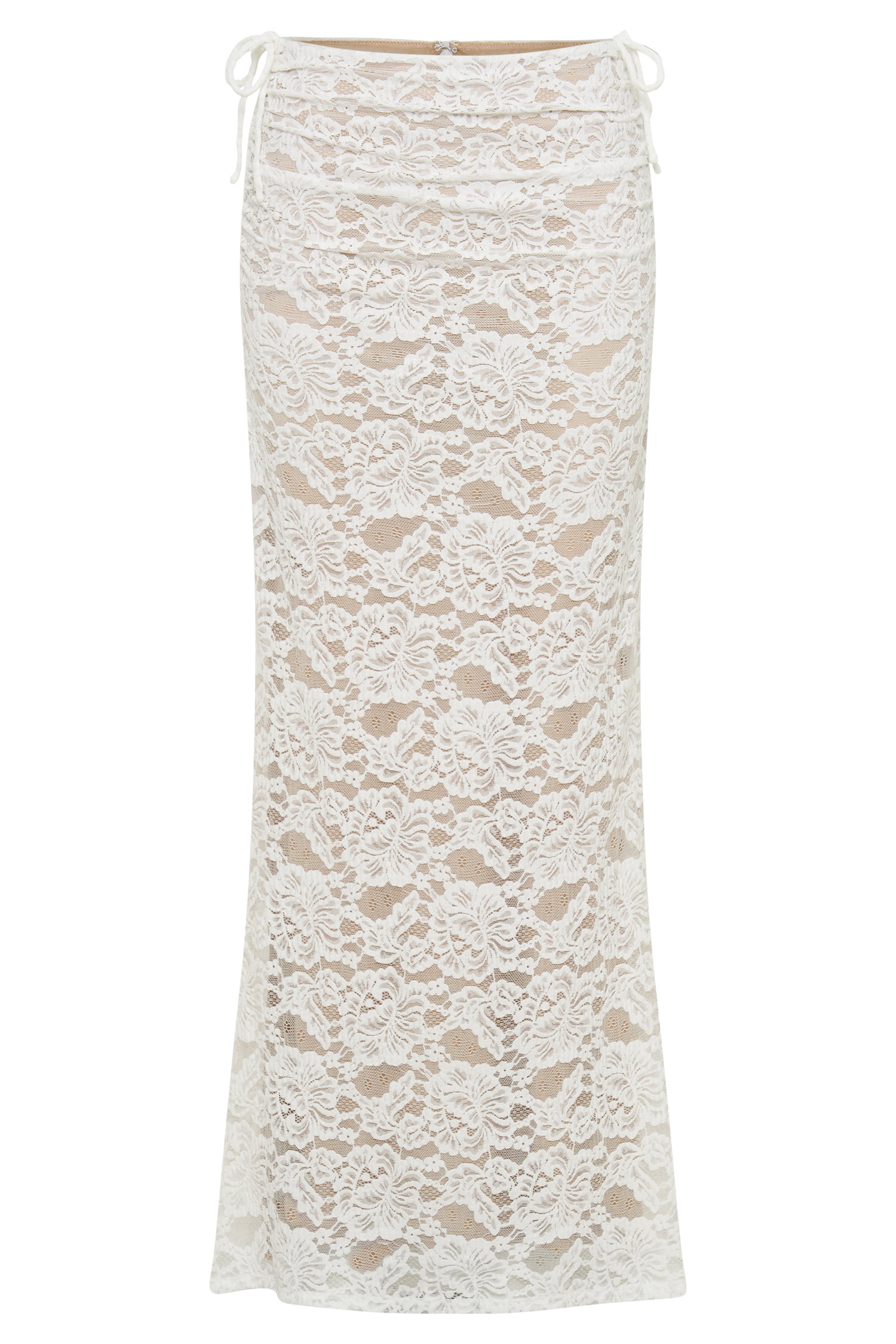 Daniela Lace Plisse Ruched Maxi Skirt - Ivory #8