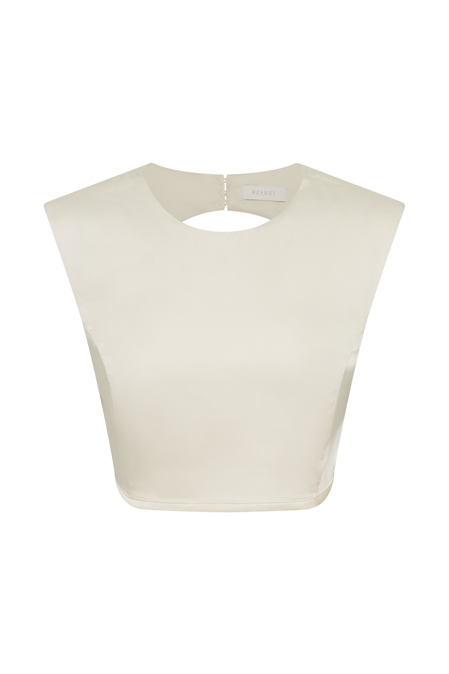 メゾンイエナmaison*FABRICA Cropped SH Viviana Satin Sleeveless Crop Top - Ivory | MESHKI US