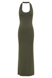 Jessica Modal Halter Maxi Dress - Military Olive