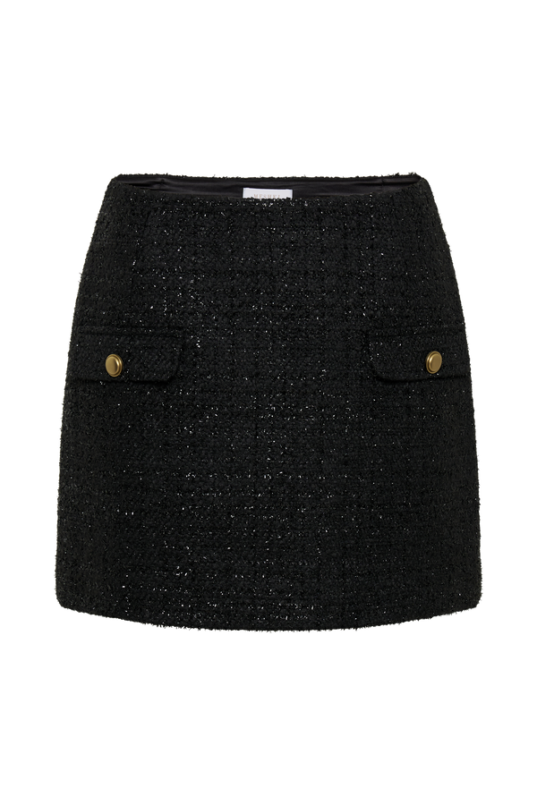 Priscilla Tweed Mini Skirt - Black