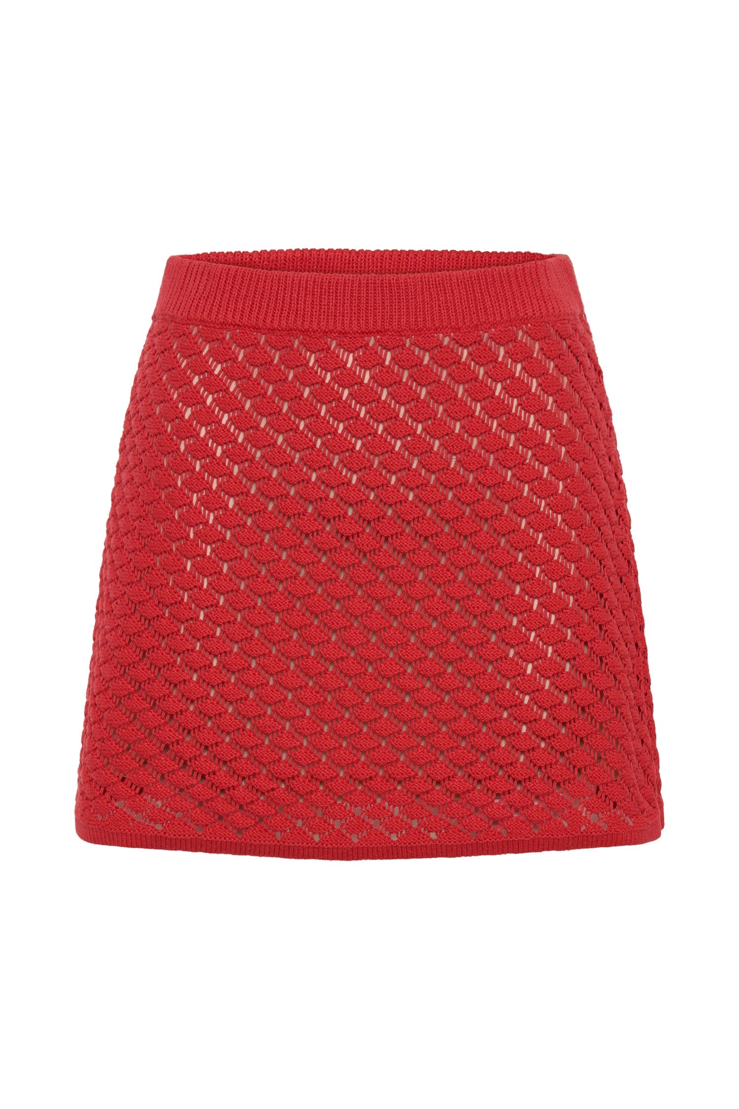 Lorenza Knit A-Line Mini Skirt - Pomegranate | MESHKI US