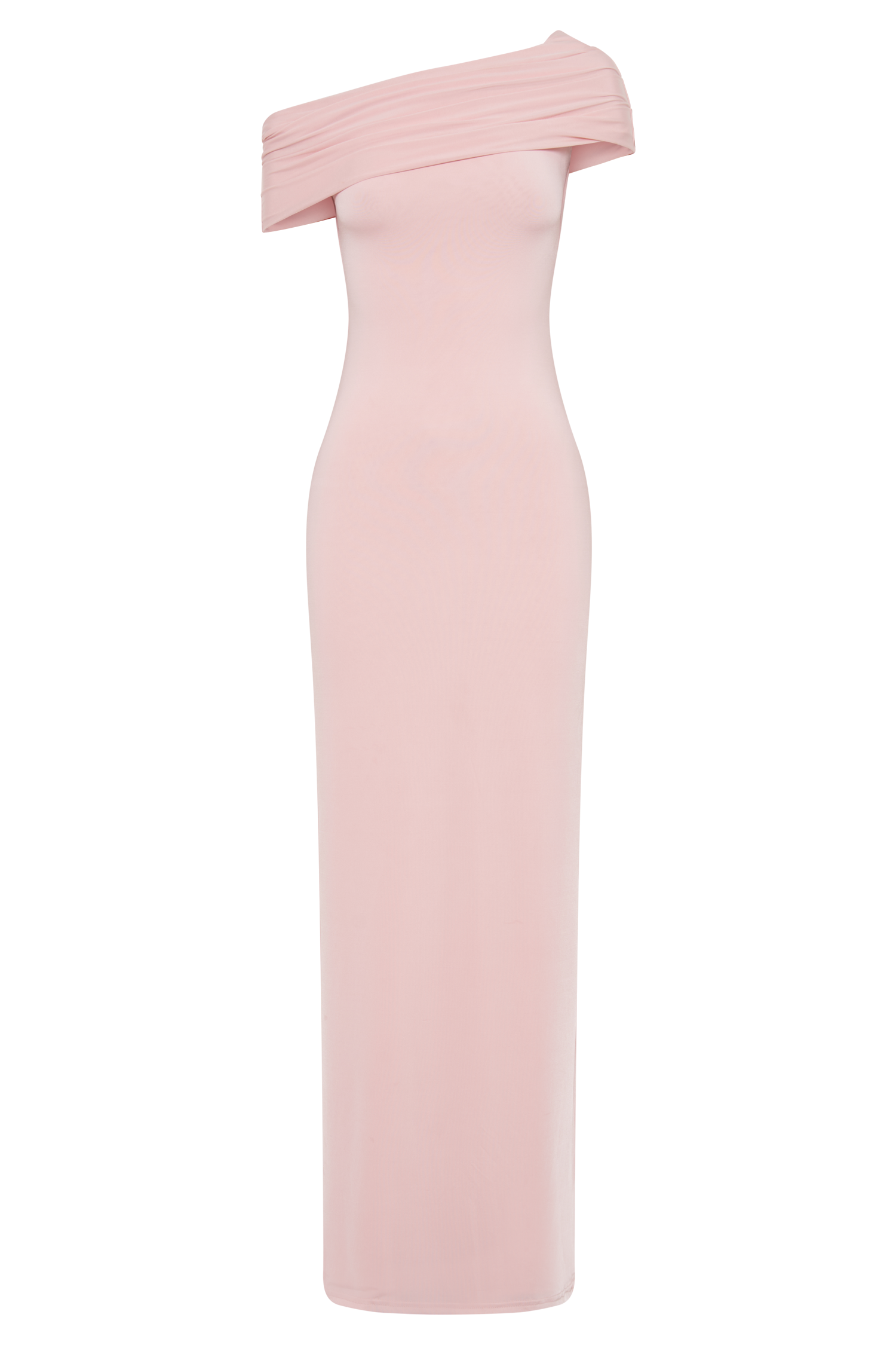 Cassandra Off Shoulder Slinky Maxi Dress - Pale Pink | MESHKI US Cassandra Off Shoulder Slinky Maxi Dress - Pale Pink | MESHKI US