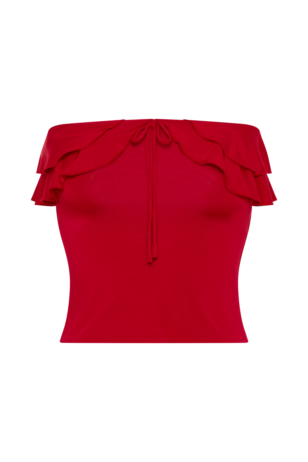 Bea Strapless Slinky Ruffle Top - Pomegranate #10