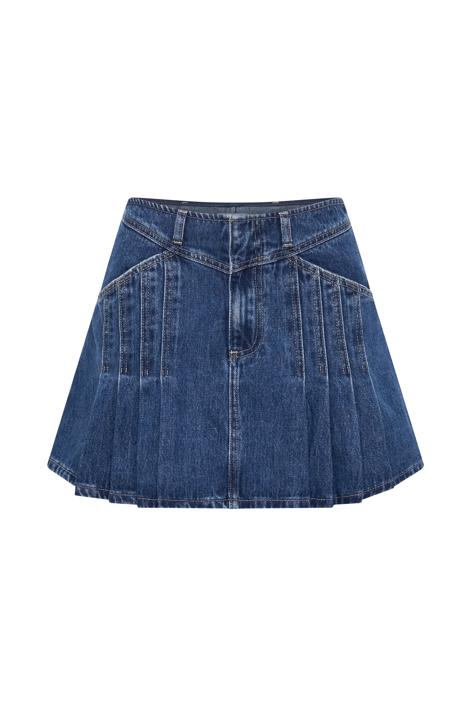Heather Denim Pleated Mini Skirt Dark Blue MESHKI Size M Afterpay Available Women s Fashion Brand