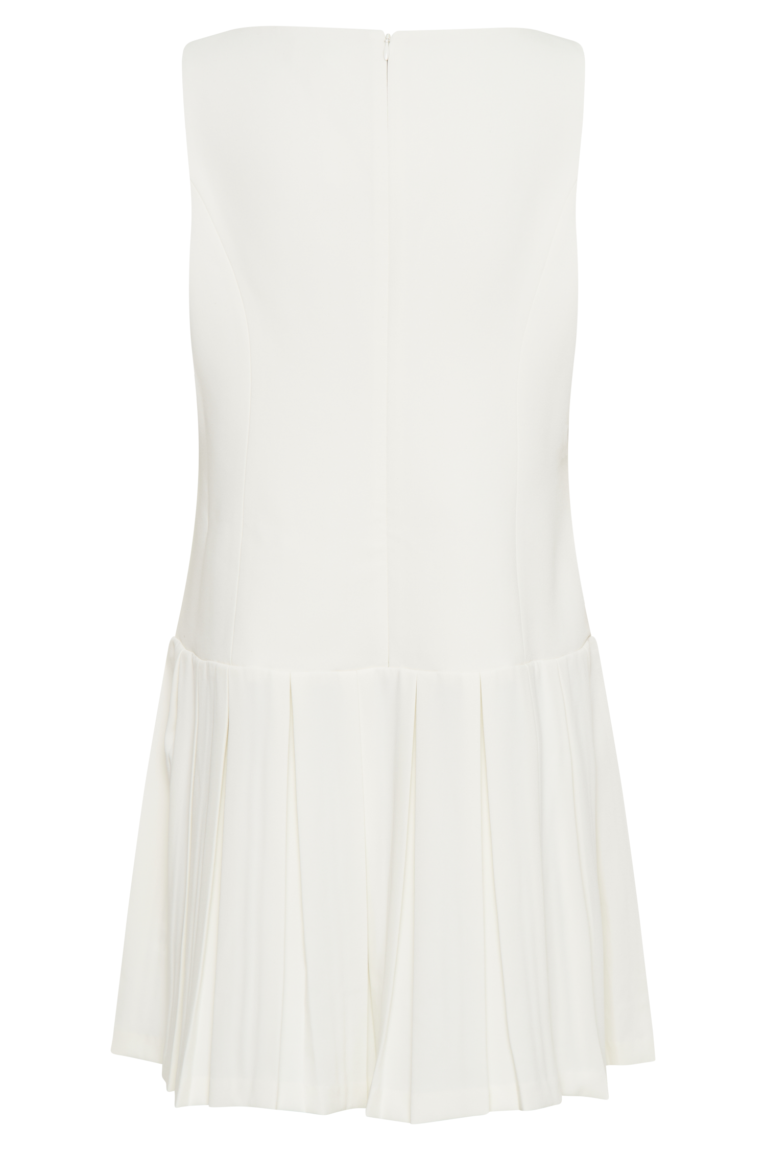 Mackenzie Sleeveless Pleated Mini Dress / Ivory | Meshki