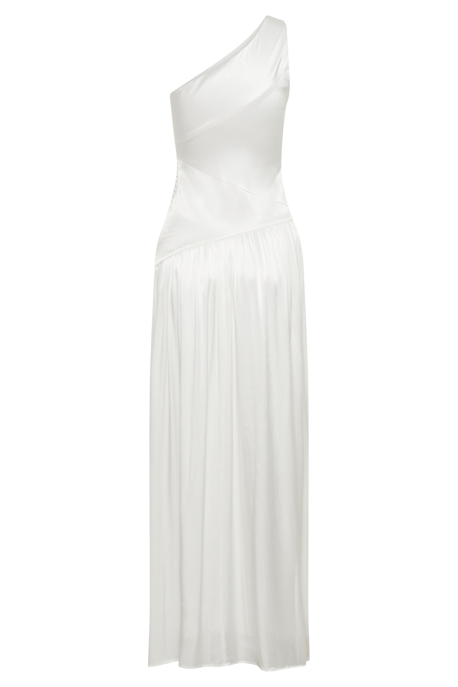 Jenna One Shoulder Pleated Maxi Dress - Ivory #7