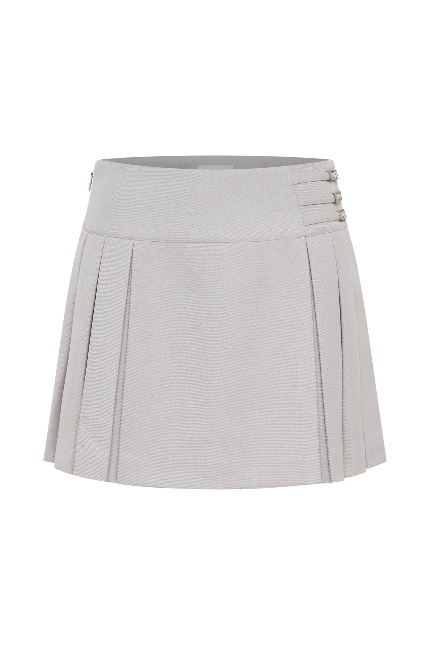 Angie Pleated Buckle Mini Skirt Grey MESHKI US