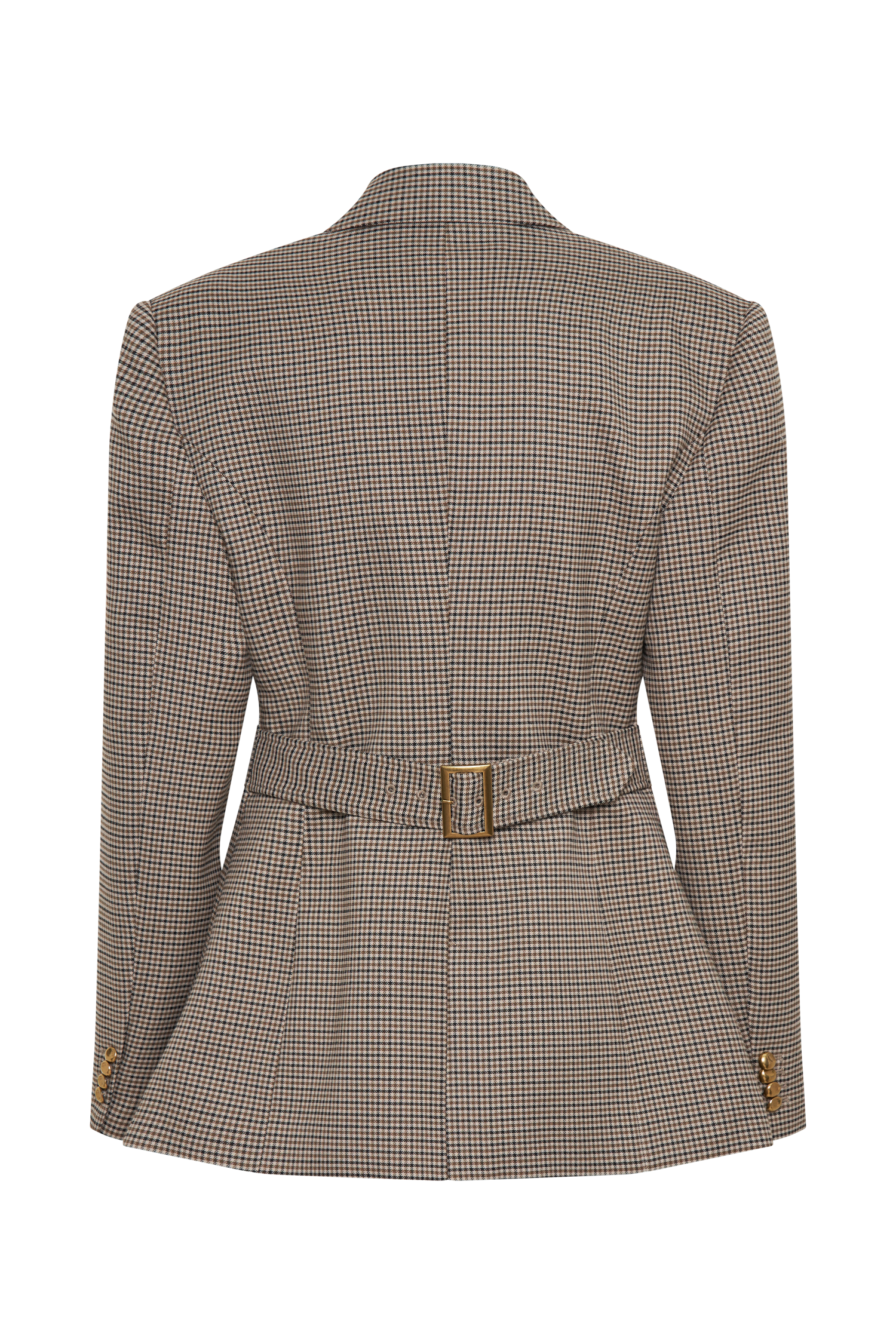 Mila Shaped Blazer - Tan Check | MESHKI US Mila Shaped Blazer - Tan Check | MESHKI US