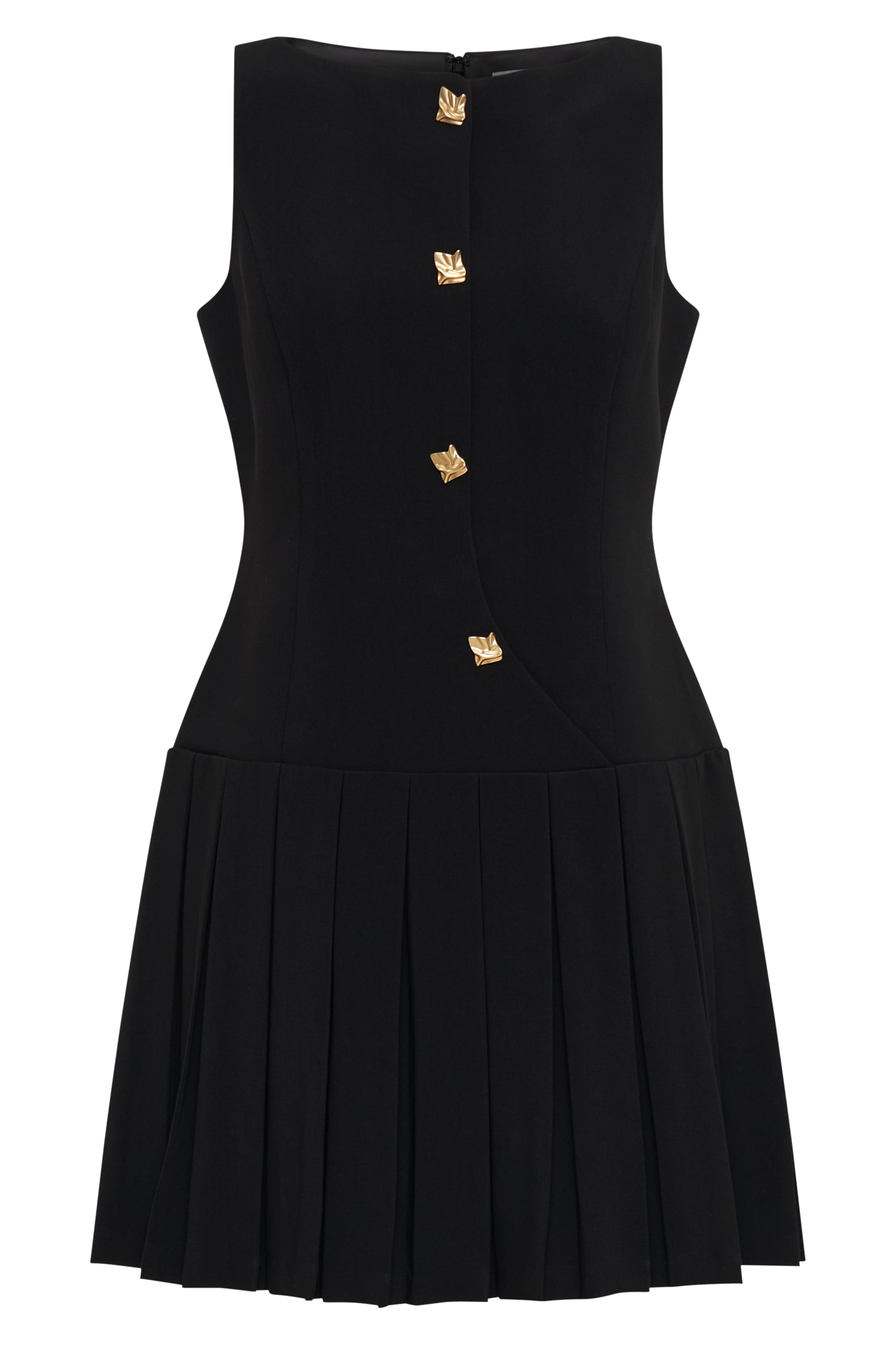 Mackenzie Sleeveless Pleated Mini Dress - Black | MESHKI US Mackenzie Sleeveless Pleated Mini Dress - Black | MESHKI US
