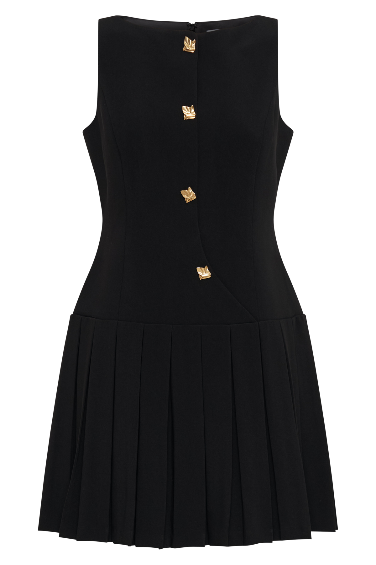 Mackenzie Sleeveless Pleated Mini Dress - Black | MESHKI US Mackenzie Sleeveless Pleated Mini Dress - Black | MESHKI US