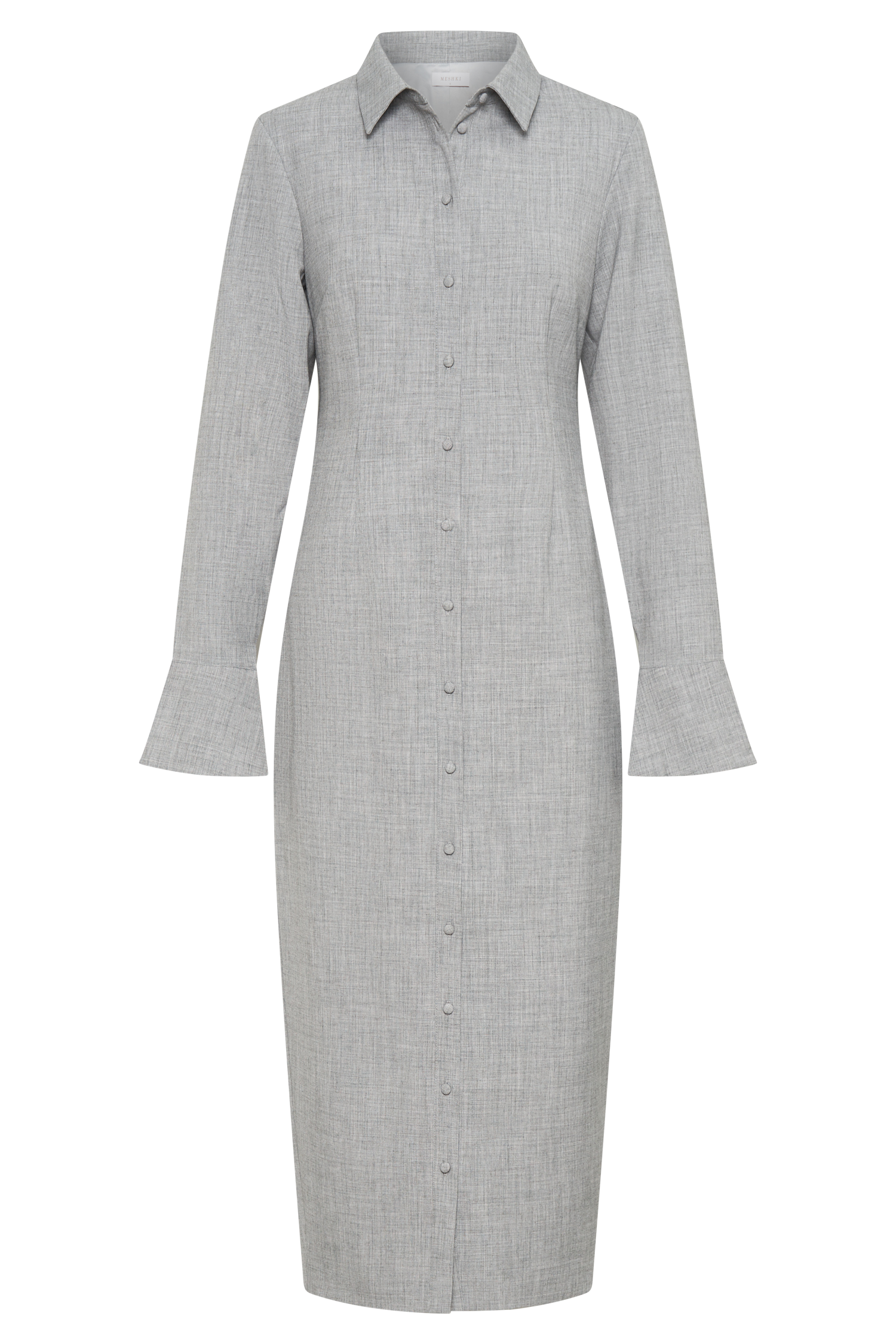 Dorian Fitted Shirt Midi Dress - Charcoal Marle | MESHKI US Dorian Fitted Shirt Midi Dress - Charcoal Marle | MESHKI US