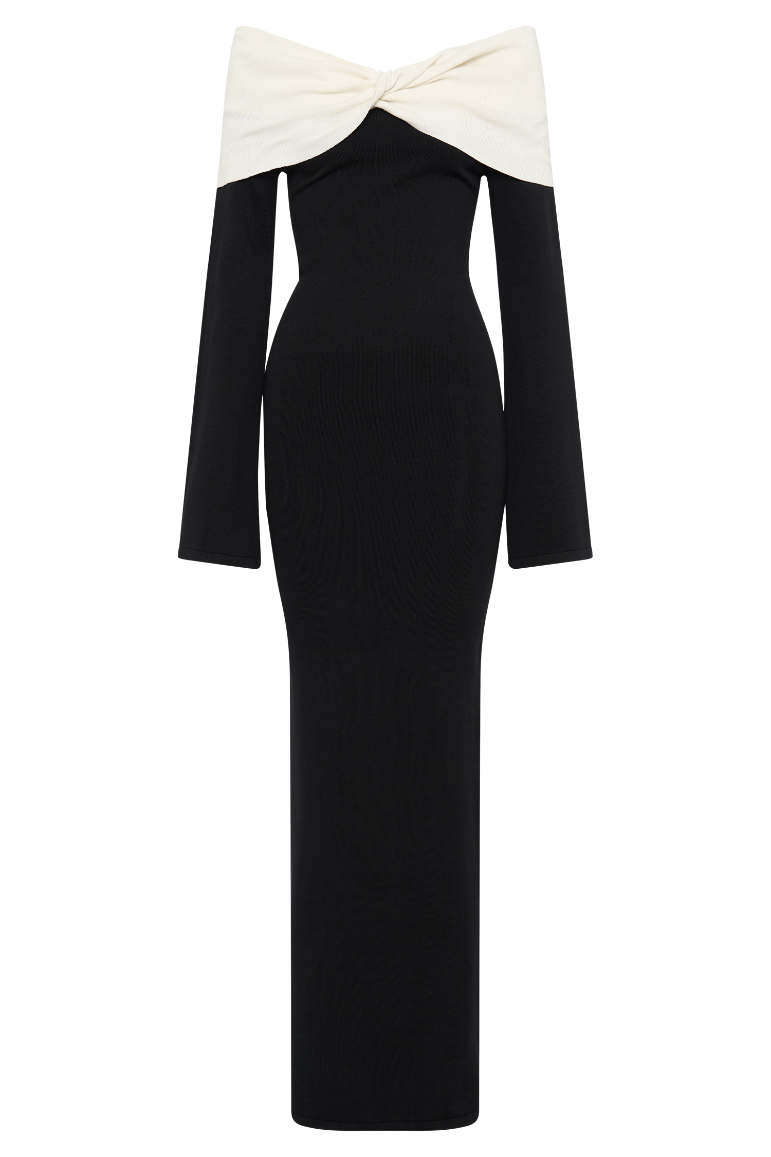 Yoko Contrast Knit Maxi Dress Black/White MESHKI US