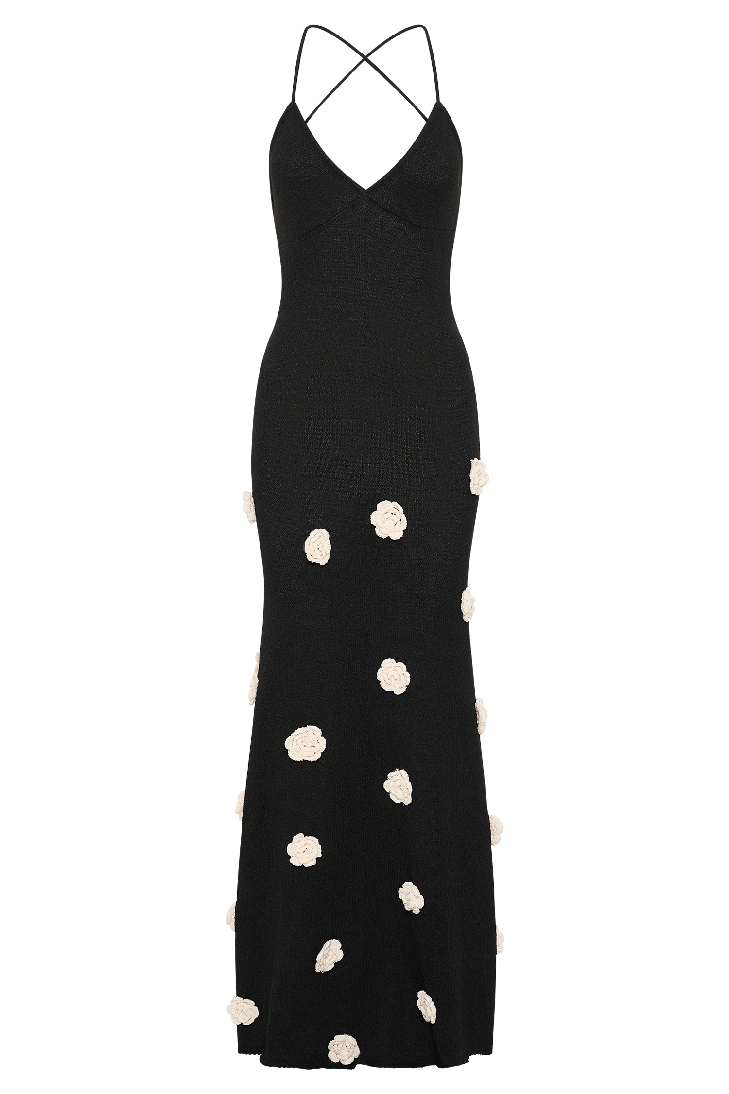 Suki Knit Maxi Dress with Flowers / Black/White | Meshki | XL Suki Knit Maxi Dress with Flowers / Black/White | Meshki | XL