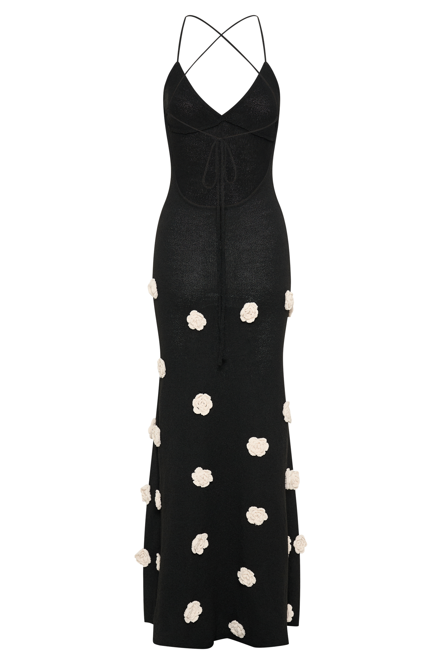 Suki Knit Maxi Dress with Flowers / Black/White | Meshki | XL Suki Knit Maxi Dress with Flowers / Black/White | Meshki | XL
