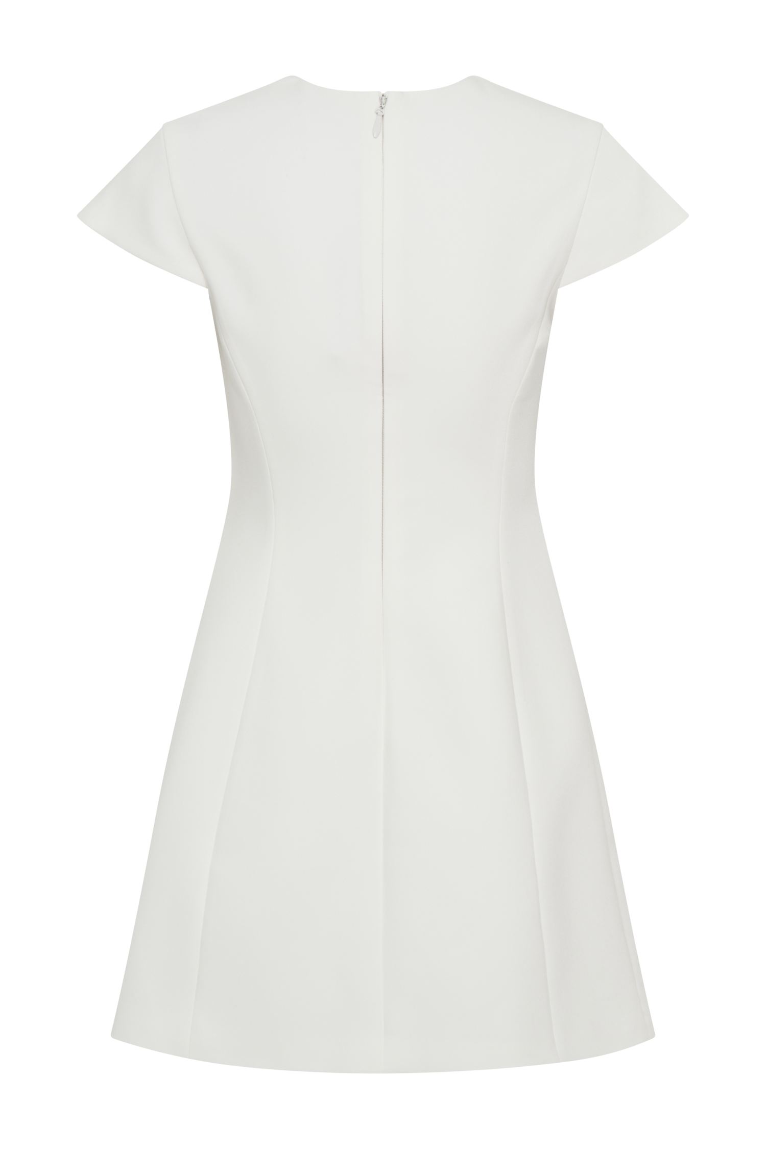 Remi Suiting Mini Dress With Floral Hardware - White | MESHKI US Remi Suiting Mini Dress With Floral Hardware - White | MESHKI US