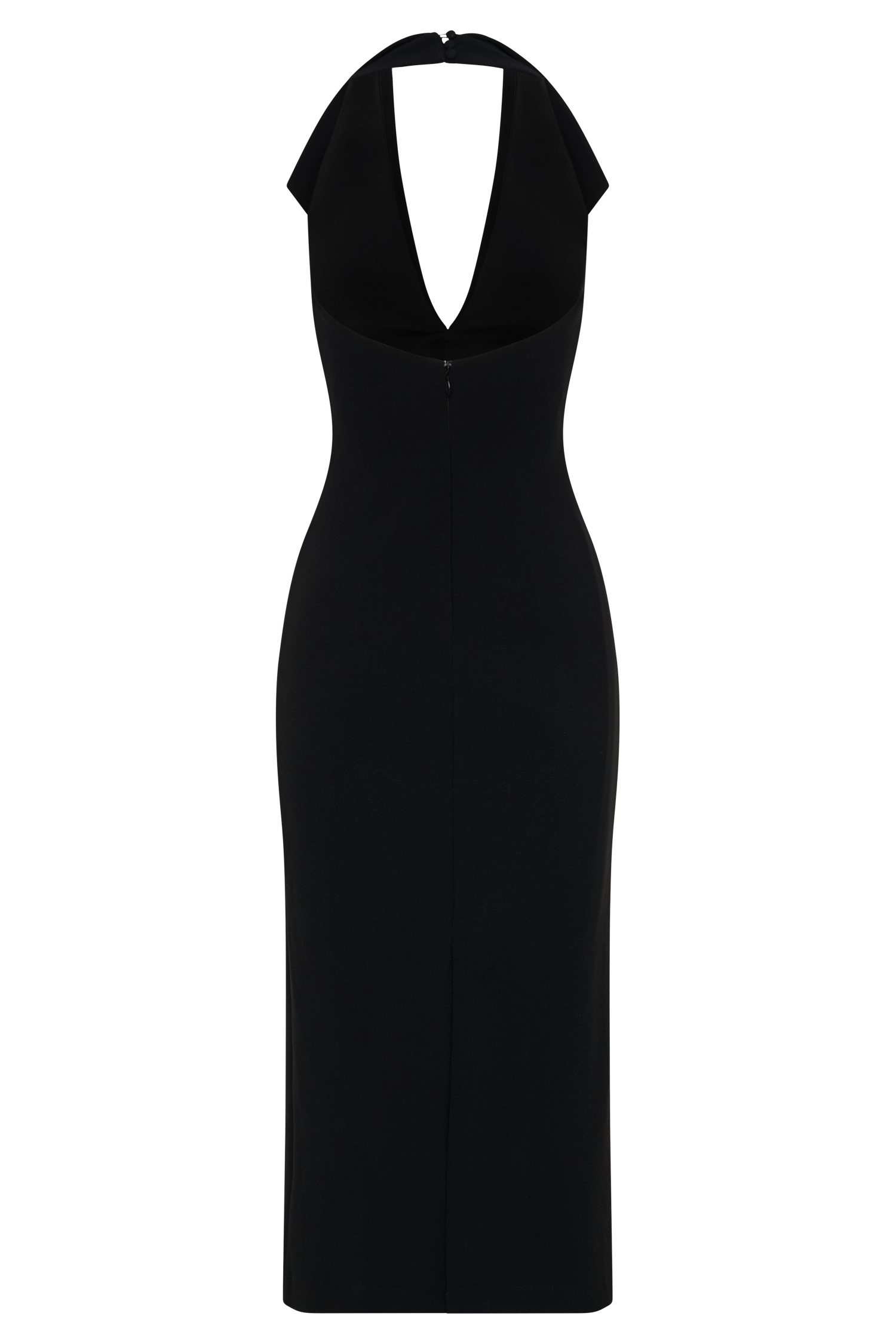 Annita Crepe Halter Midi Dress - Black | MESHKI US Annita Crepe Halter Midi Dress - Black | MESHKI US