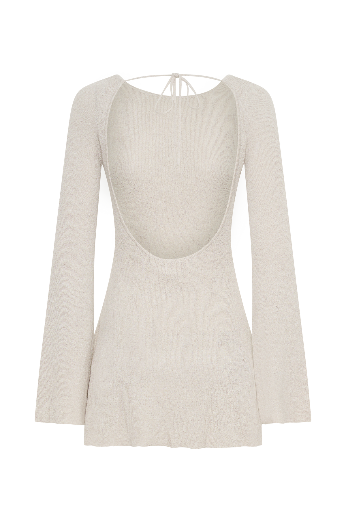 long sleeve backless dress short Zahra Open Back Mini Knit - Grey MTO New Arrival Backless Sleeveless SIZE:US 2 Do Not Bleach