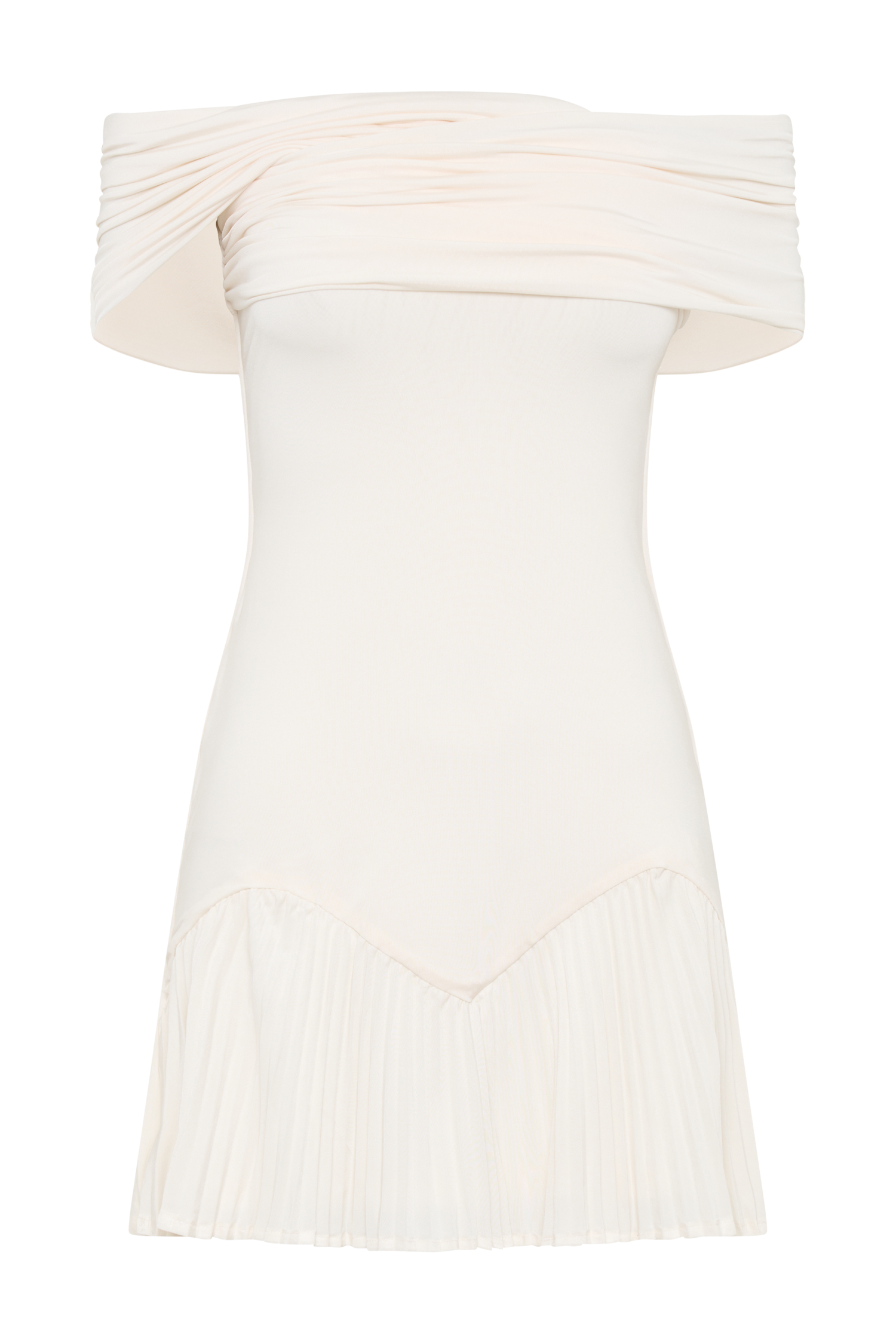 Melina Slinky Off Shoulder Mini Dress - Ivory #12