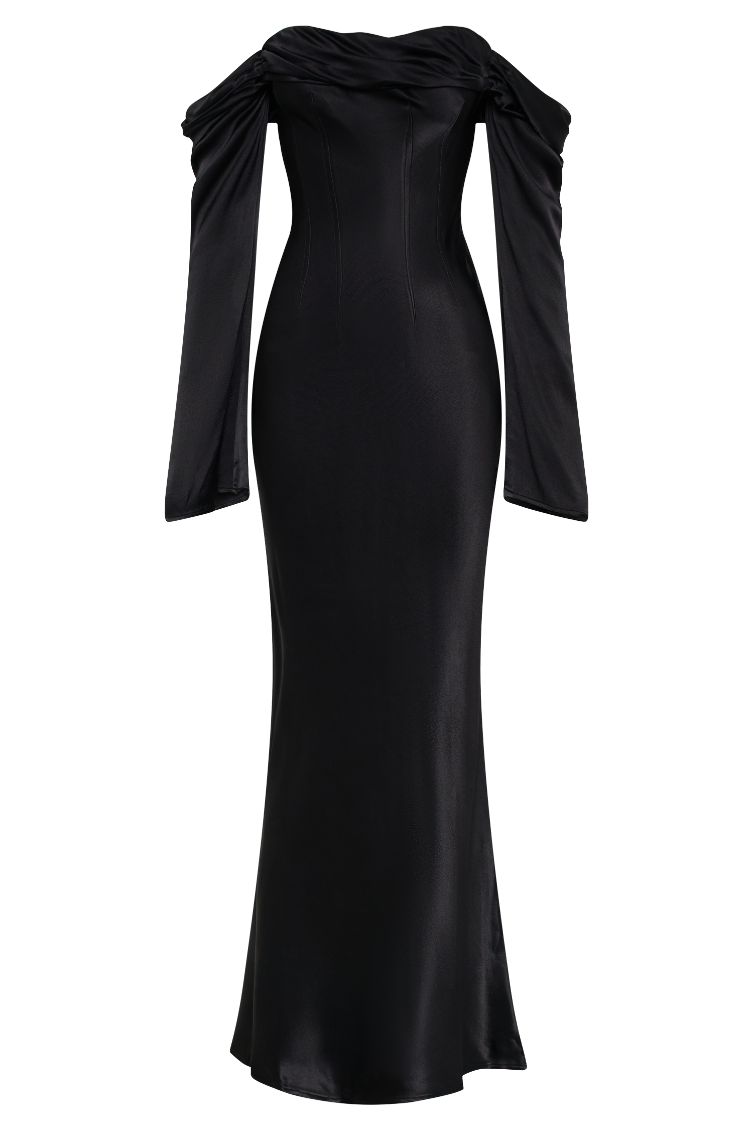 Giselle Off Shoulder Cowl Neck Maxi Dress - Black | MESHKI US Giselle Off Shoulder Cowl Neck Maxi Dress - Black | MESHKI US