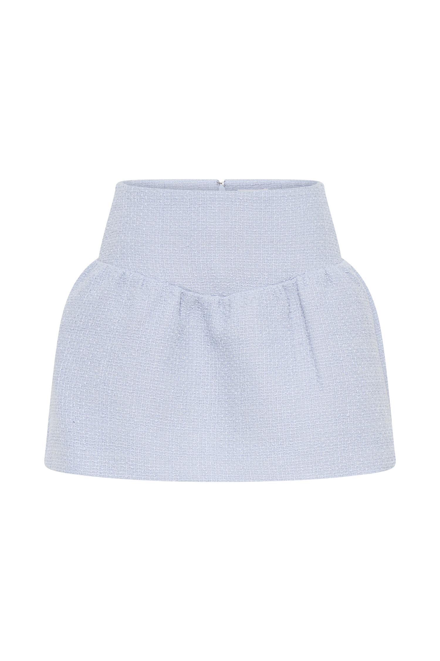 Cyrus Gathered Boucle Mini Skirt - Sky Blue | MESHKI US