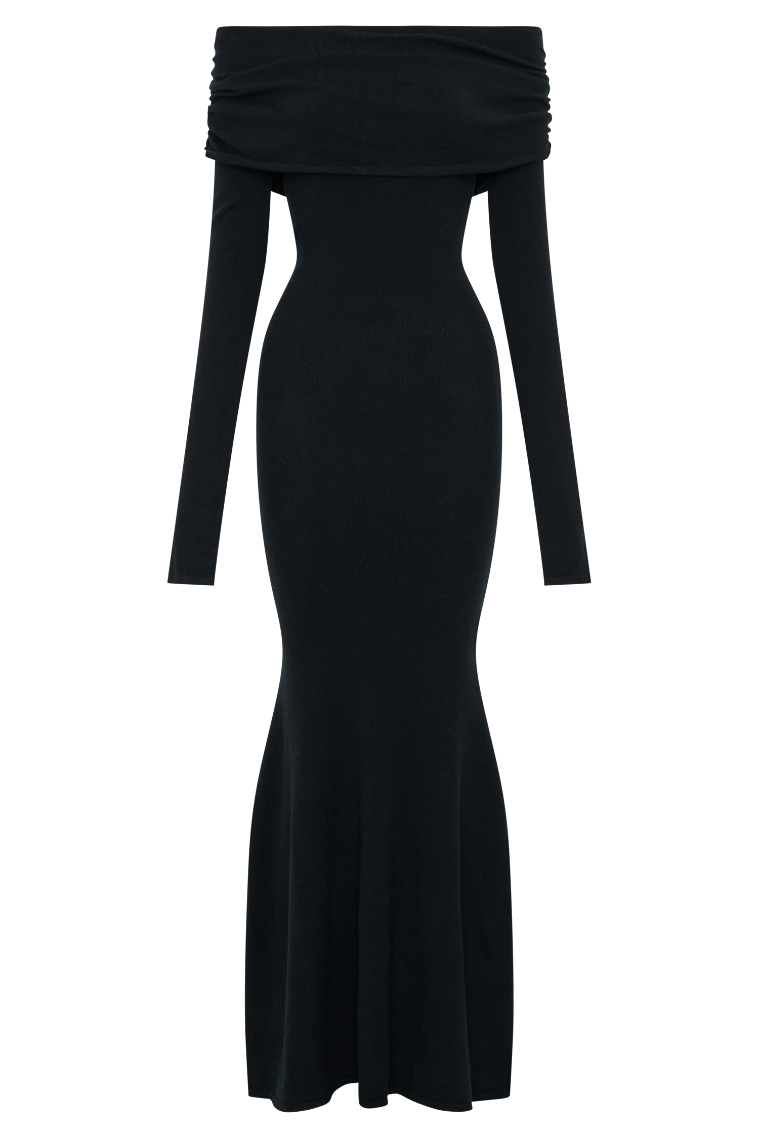 Georgiana Off Shoulder Knit Midi Dress Black MESHKI US