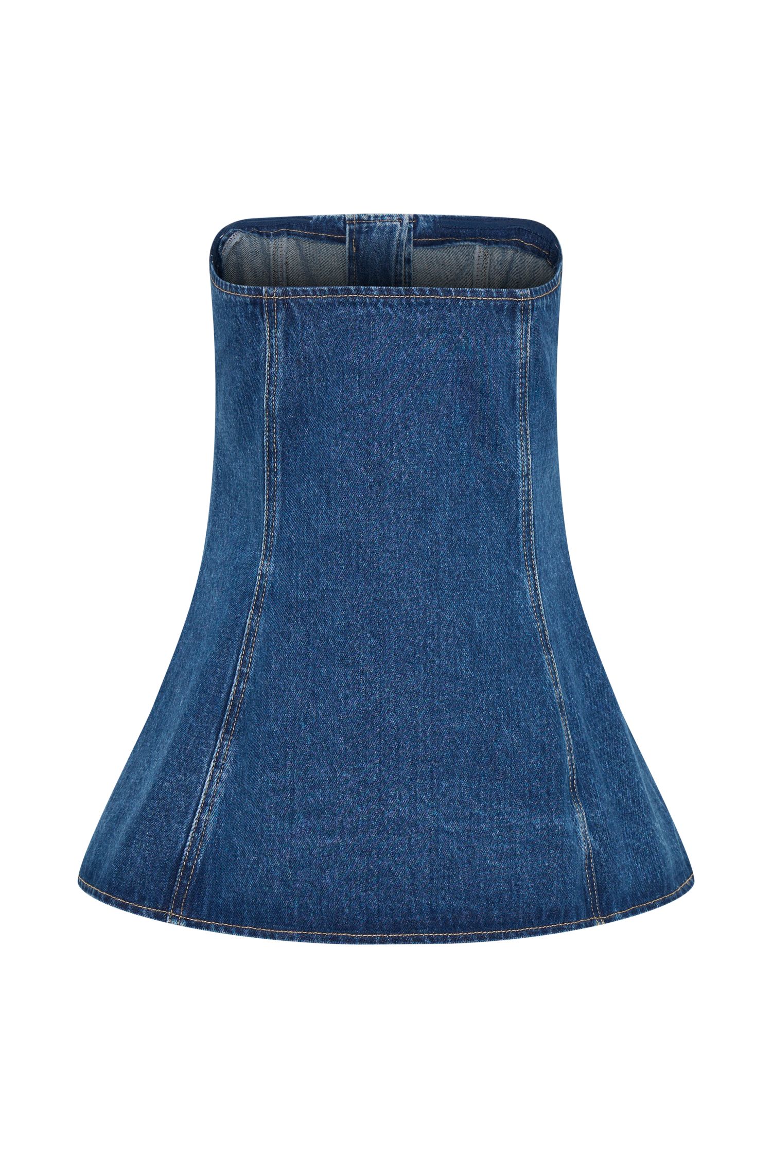 Lennox Strapless Long Line Button Top - Dark Blue #7