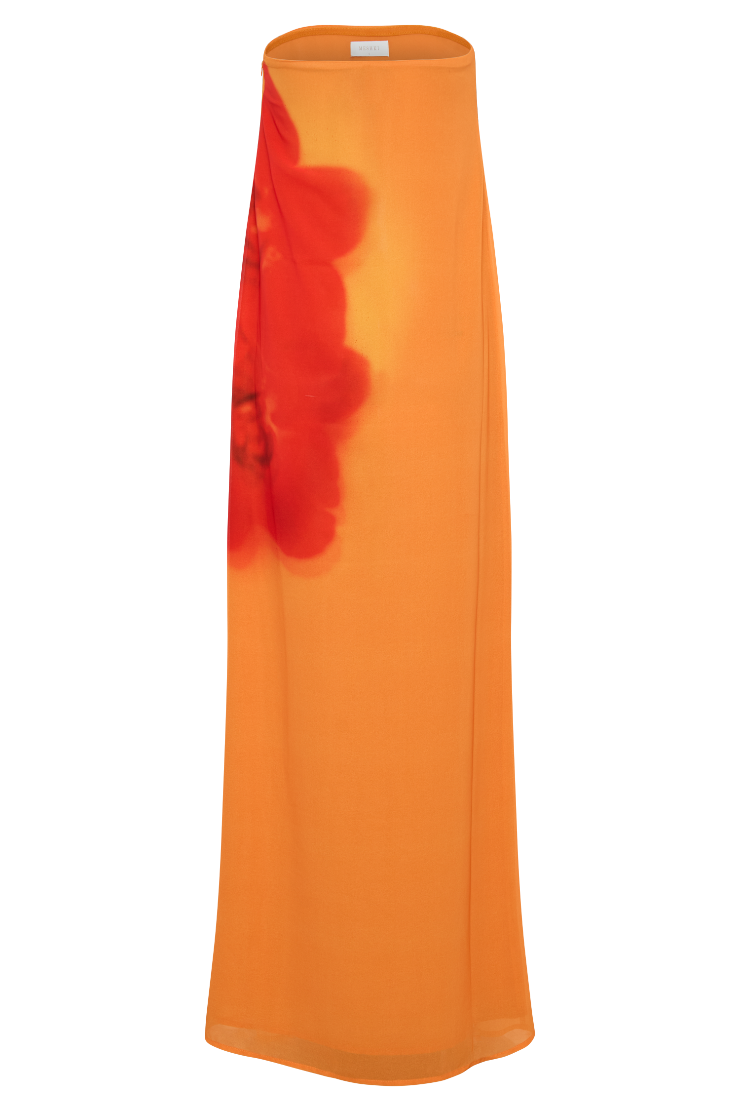 amaya strapless chiffon maxi dress Amaya Strapless Chiffon Maxi Dress / Koi Orchid Print | MESHKI