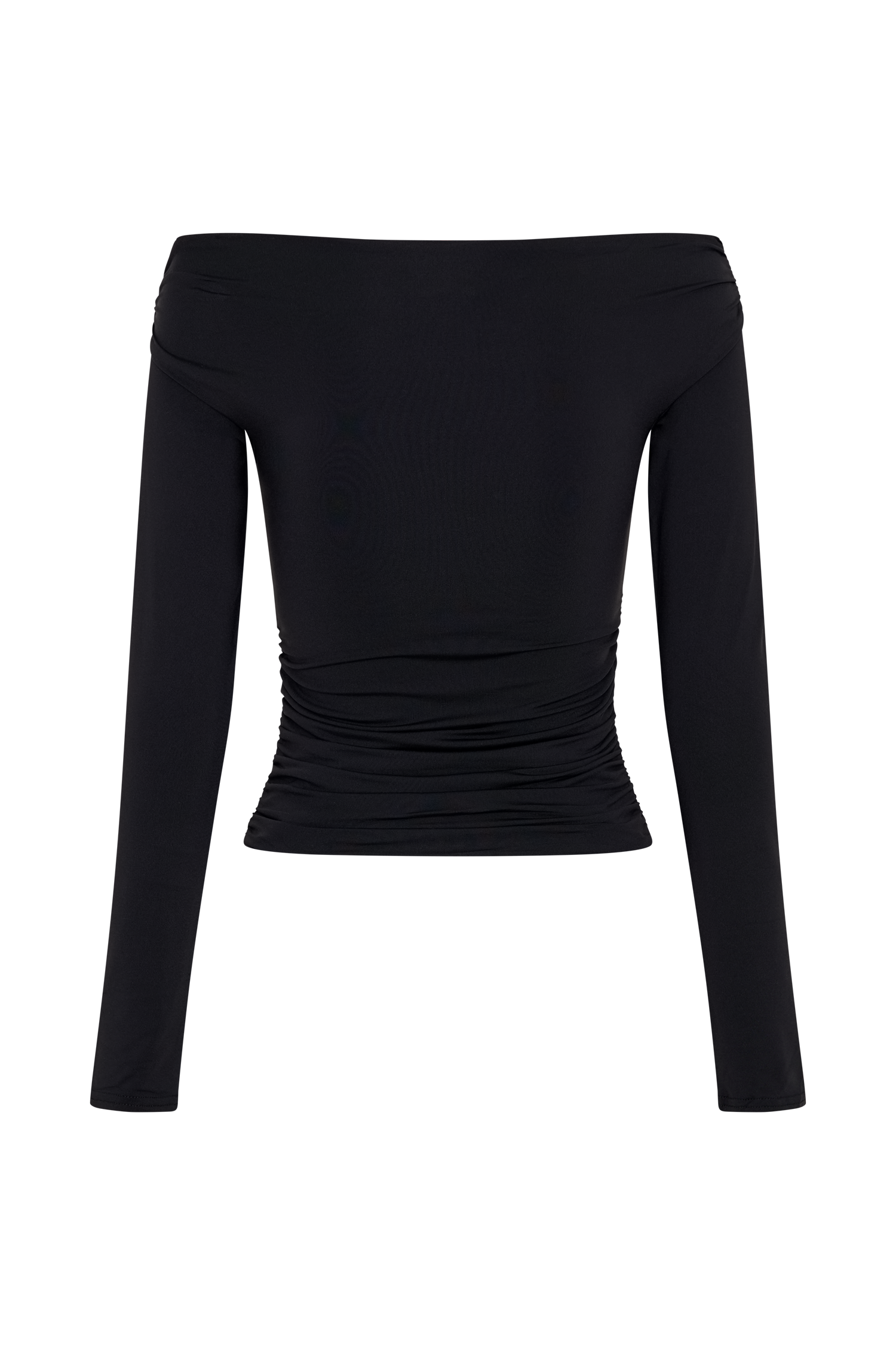 Jaden Off Shoulder Recycled Nylon Top - Black | MESHKI US Jaden Off Shoulder Recycled Nylon Top - Black | MESHKI US