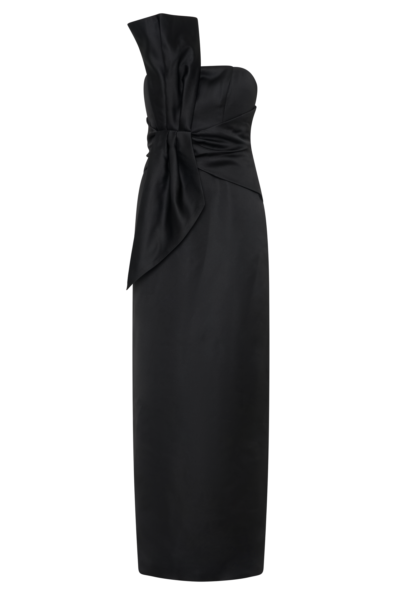 Cyrill Strapless Satin Structured Maxi Dress - Black | MESHKI US Cyrill Strapless Satin Structured Maxi Dress - Black | MESHKI US