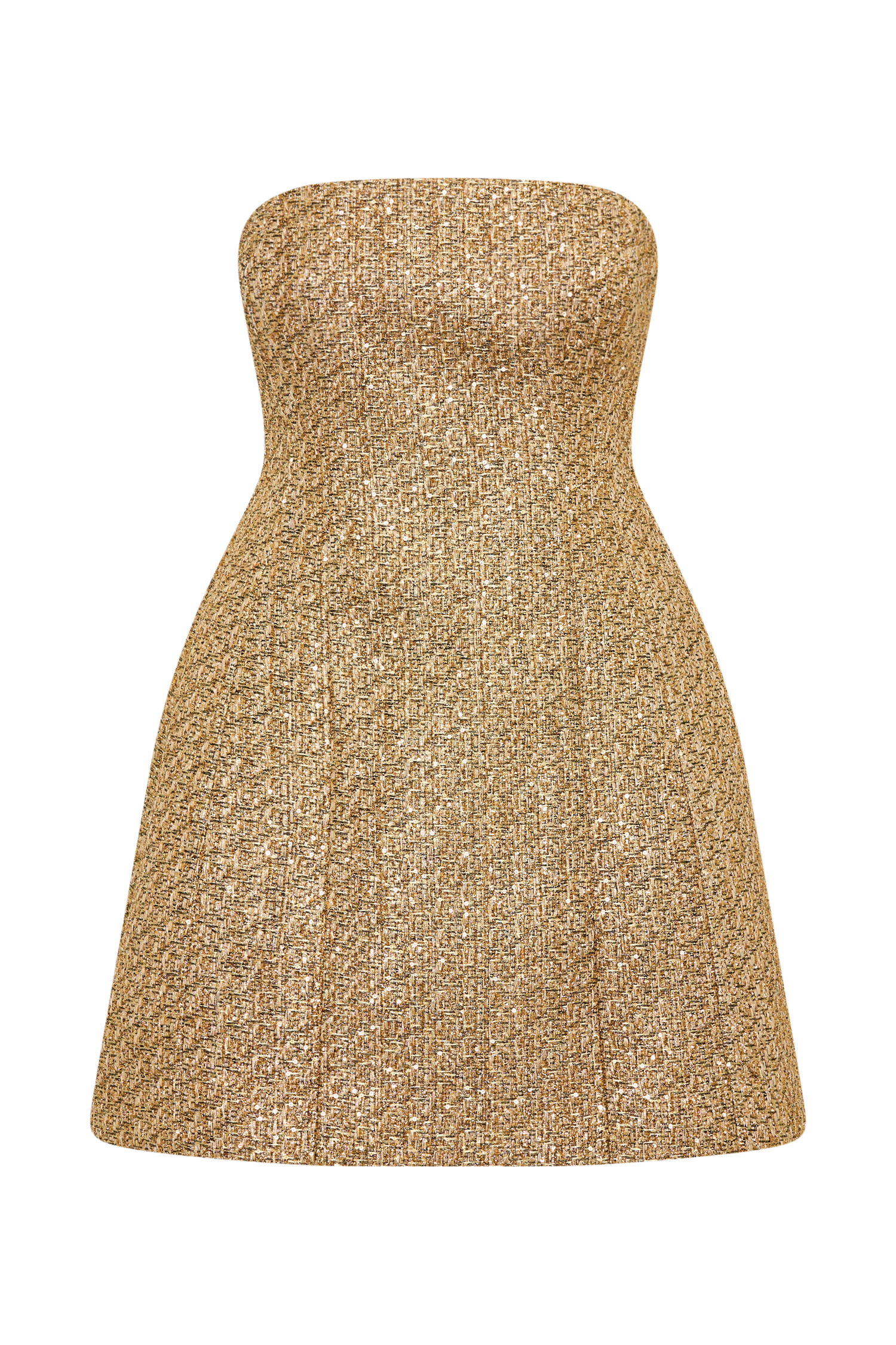 Gala Strapless Tweed Mini Dress - Gold | MESHKI US