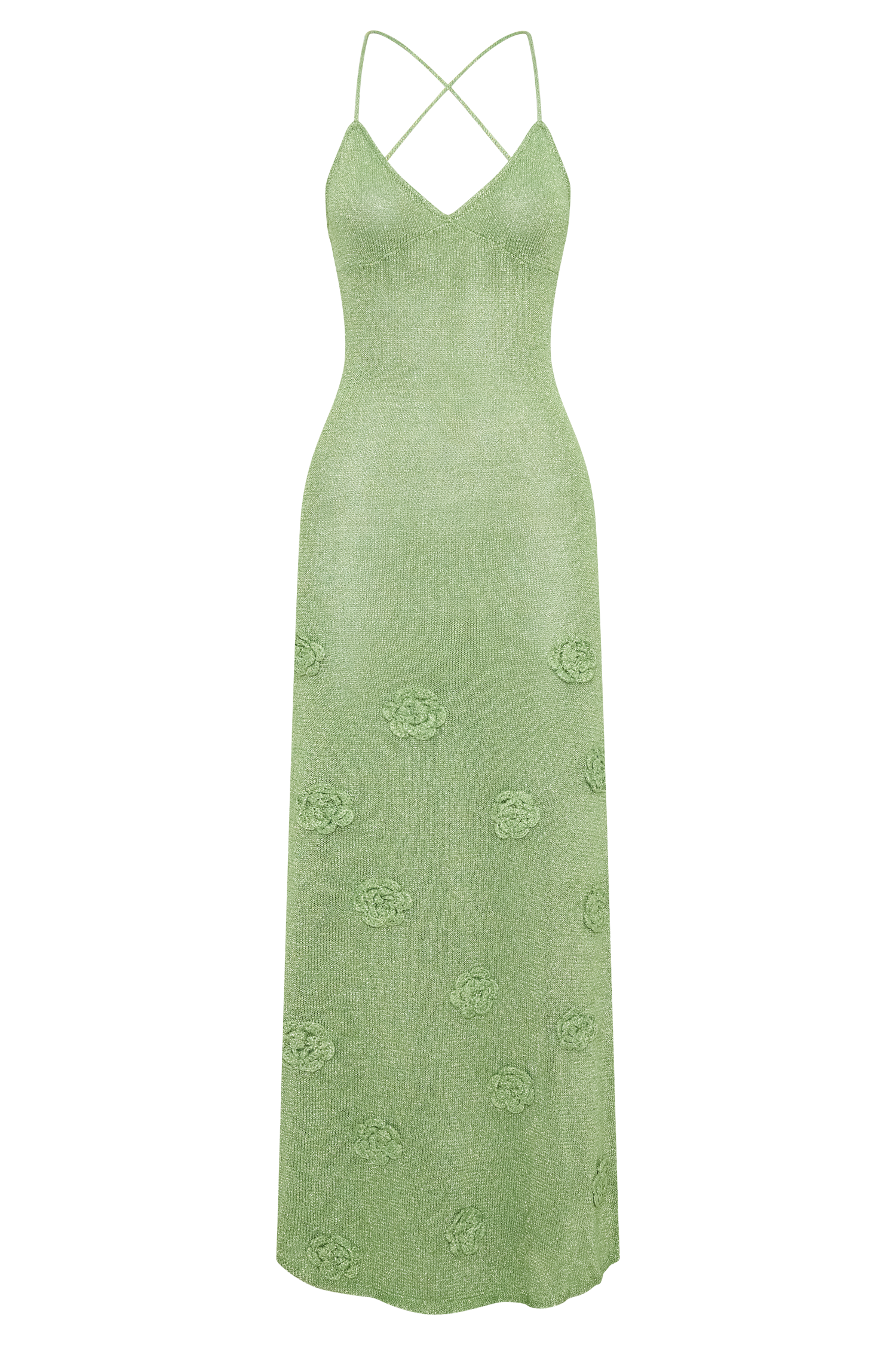 Suki Metallic Knit Maxi Dress / Pastel Green | MESHKI