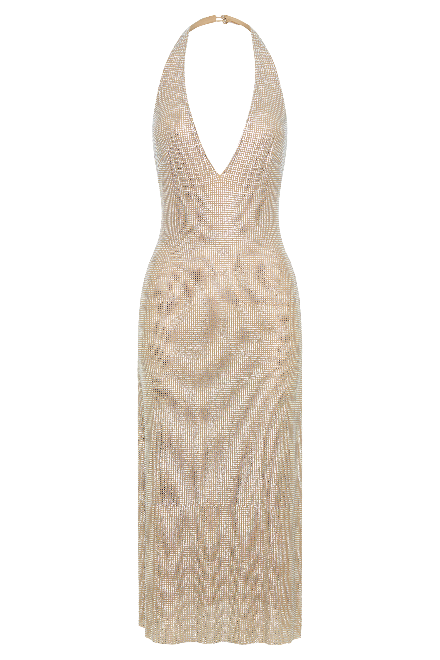 Genie Diamante Halter Midi Dress / Nude | MESHKI