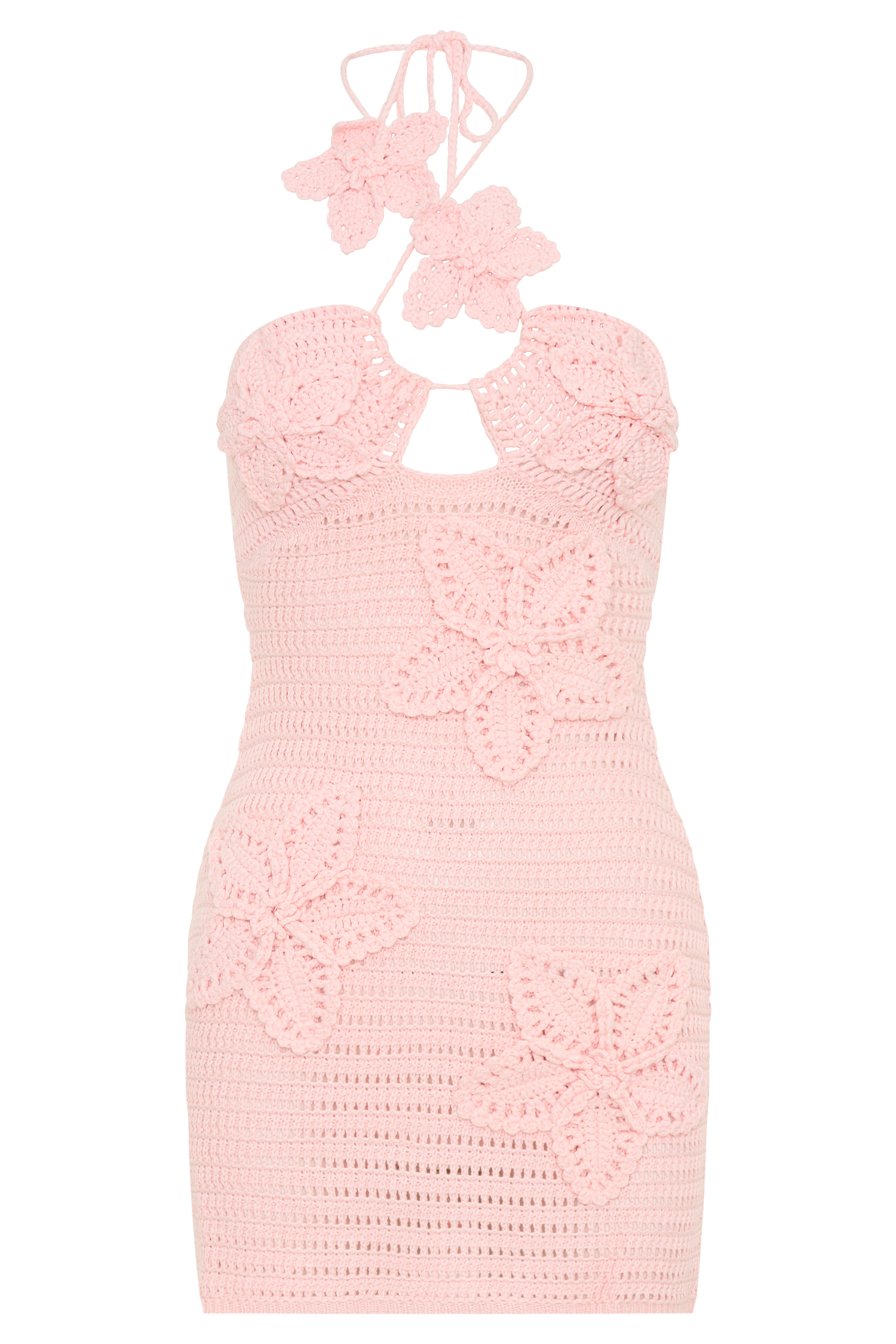 Kyla Floral Crochet Mini Dress Pink MESHKI US
