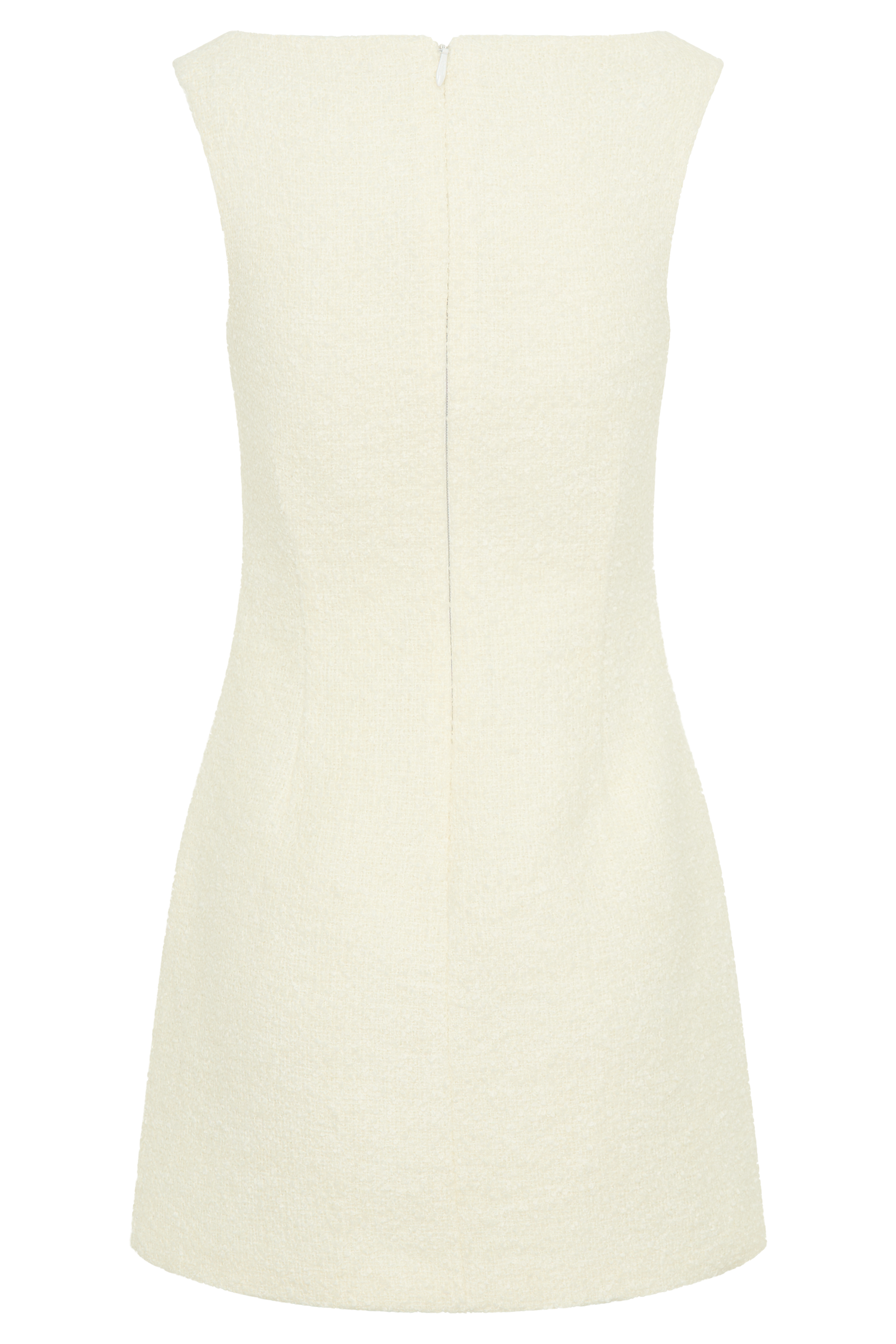 Angela Textured Boucle Mini Dress Ivory MESHKI US