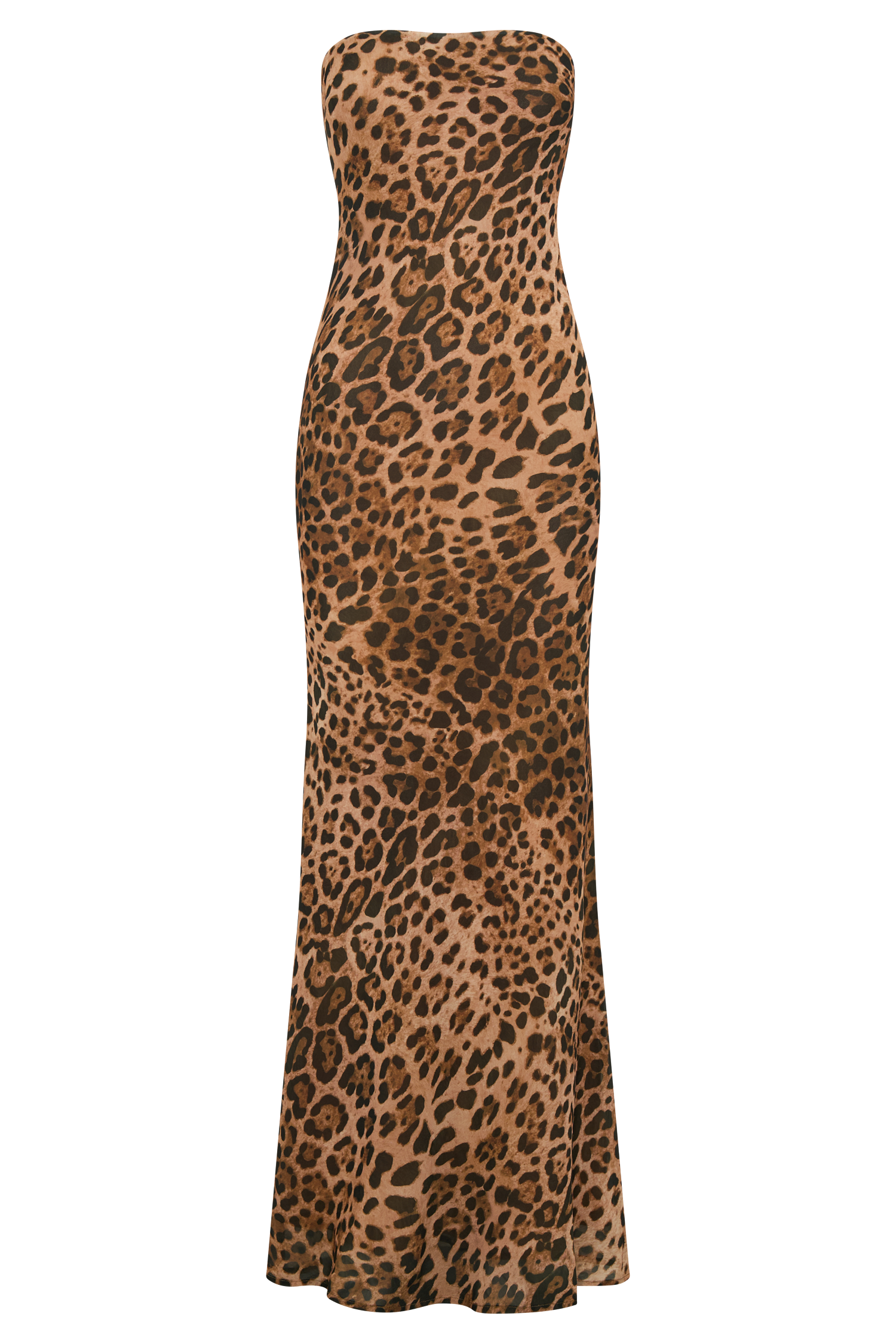 Breanna Strapless Chiffon Maxi Dress / Leopard Print | MESHKI
