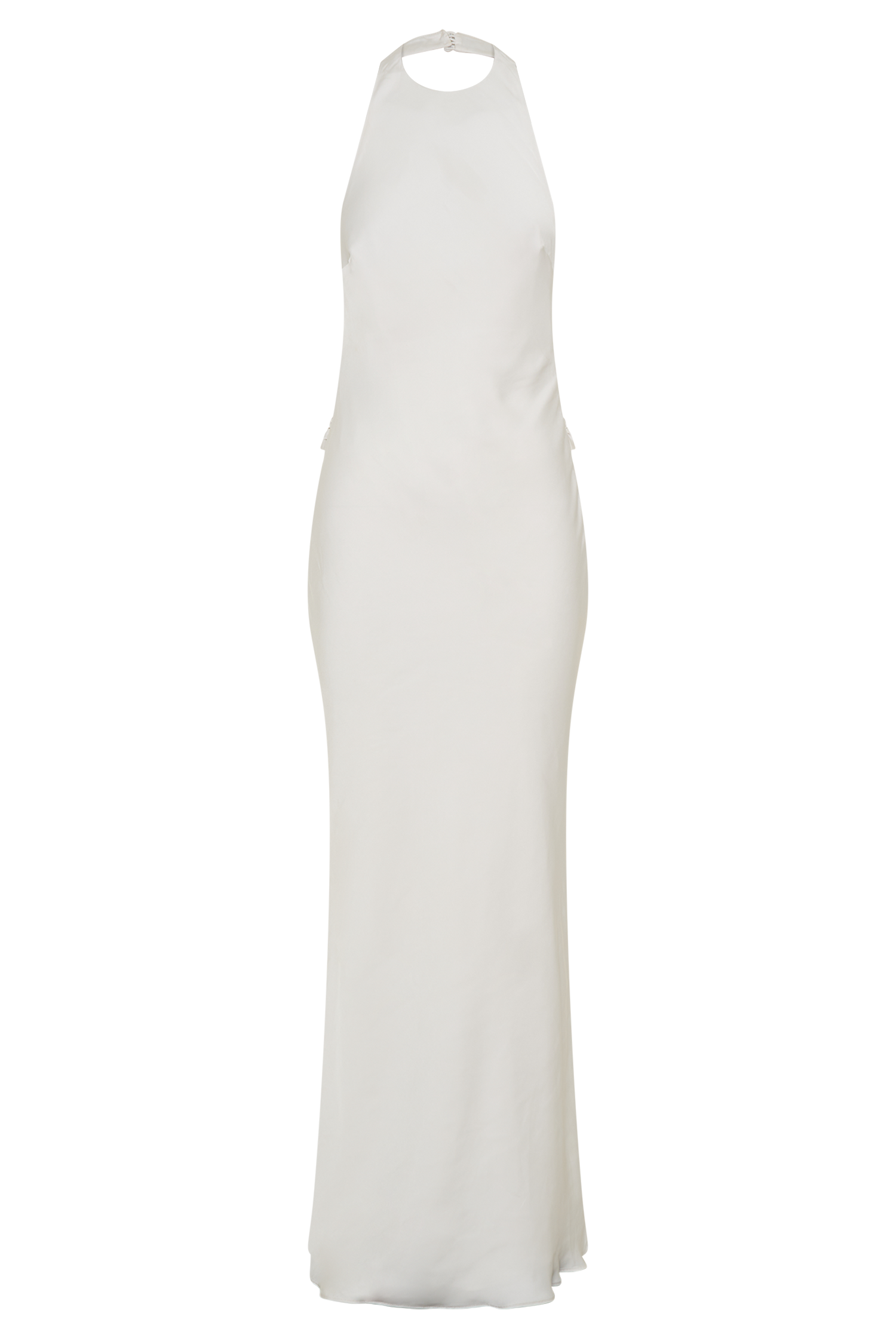 Rinna Satin Halter Maxi Dress - Ivory | MESHKI US Rinna Satin Halter Maxi Dress - Ivory | MESHKI US