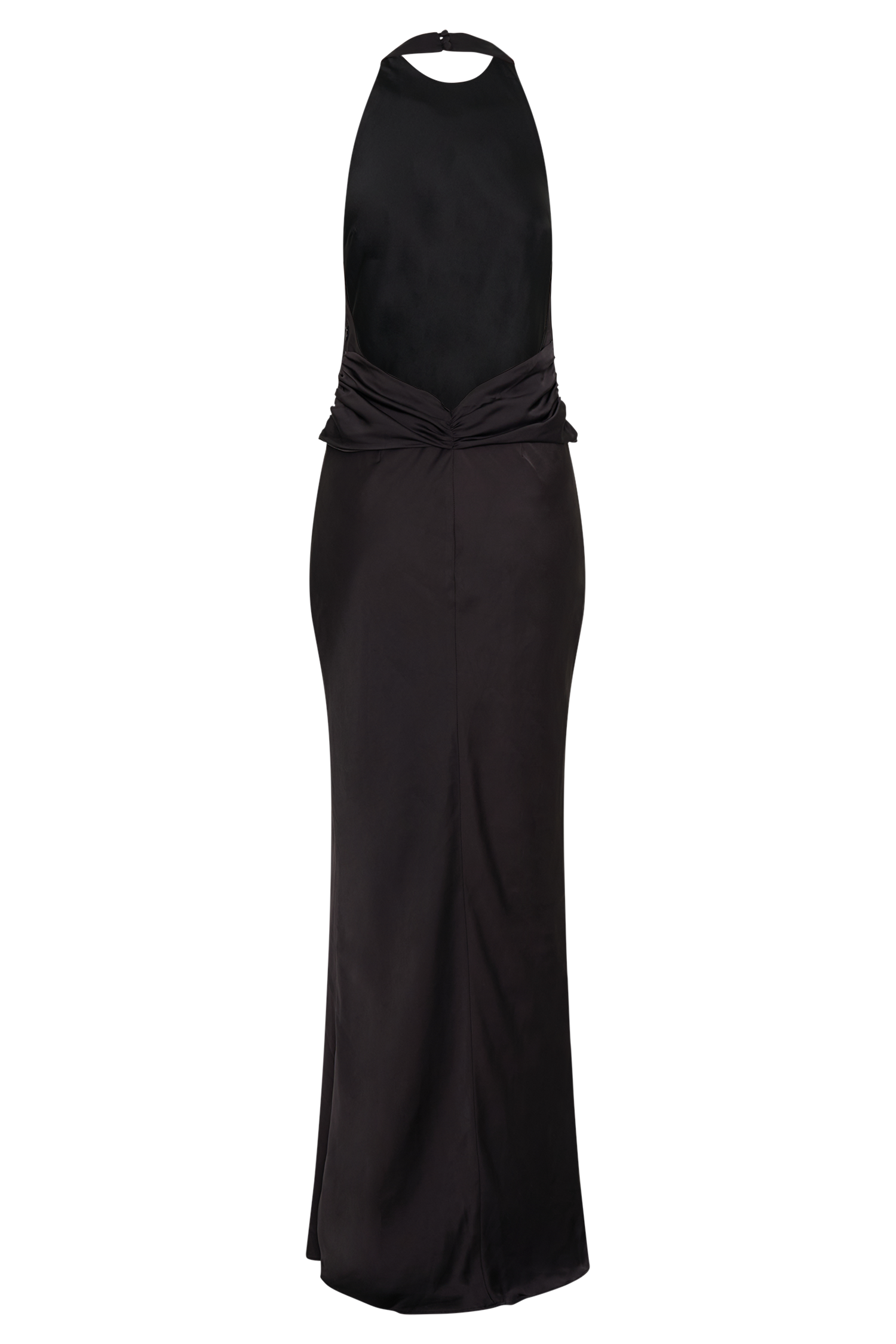 Rinna Satin Halter Maxi Dress - Black | MESHKI US Rinna Satin Halter Maxi Dress - Black | MESHKI US