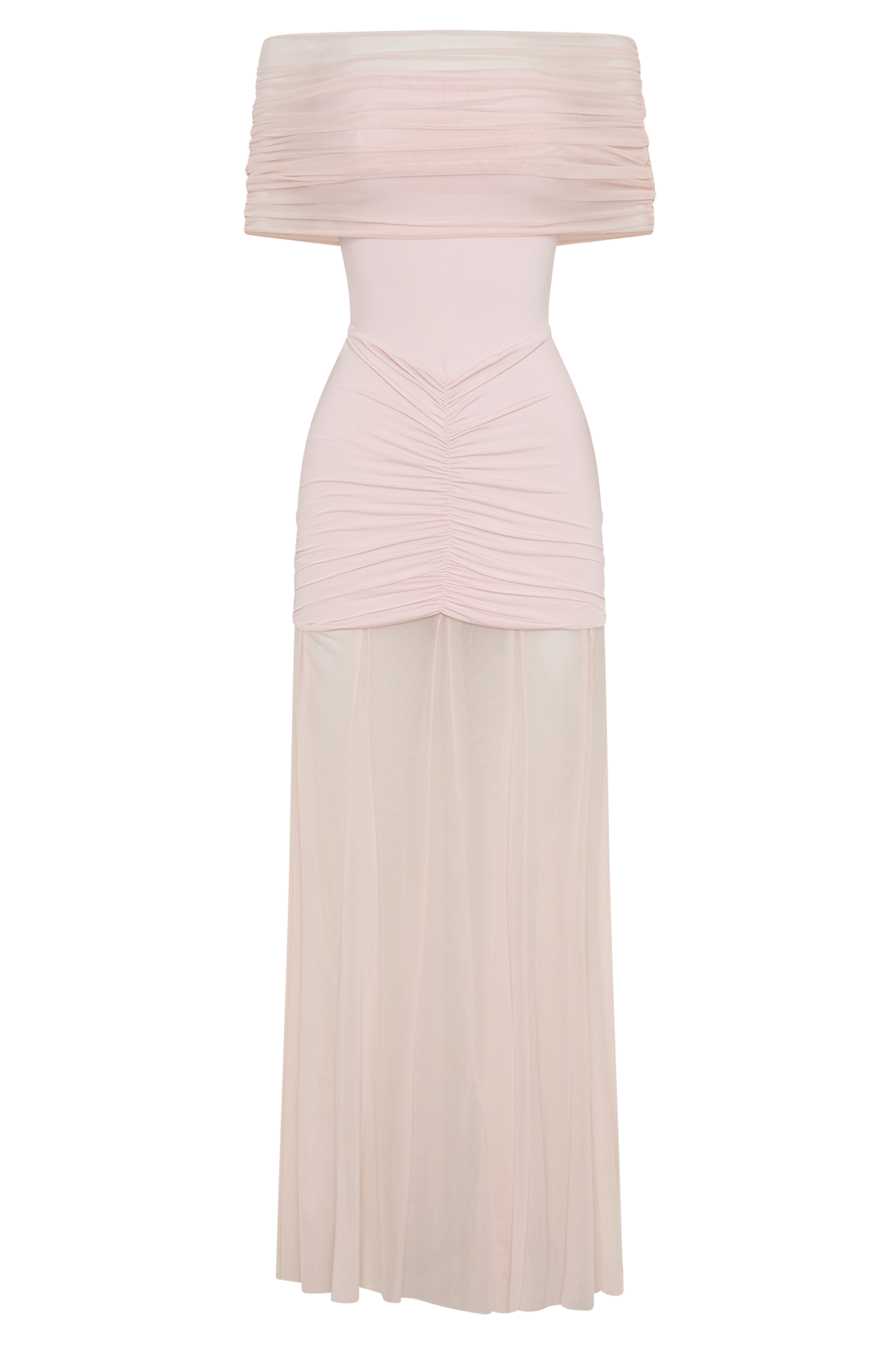 women's light pink off the shoulder dress for easter Off-Shoulder Midi sheer jersey lining Magical Magnetism Light Pink Floral