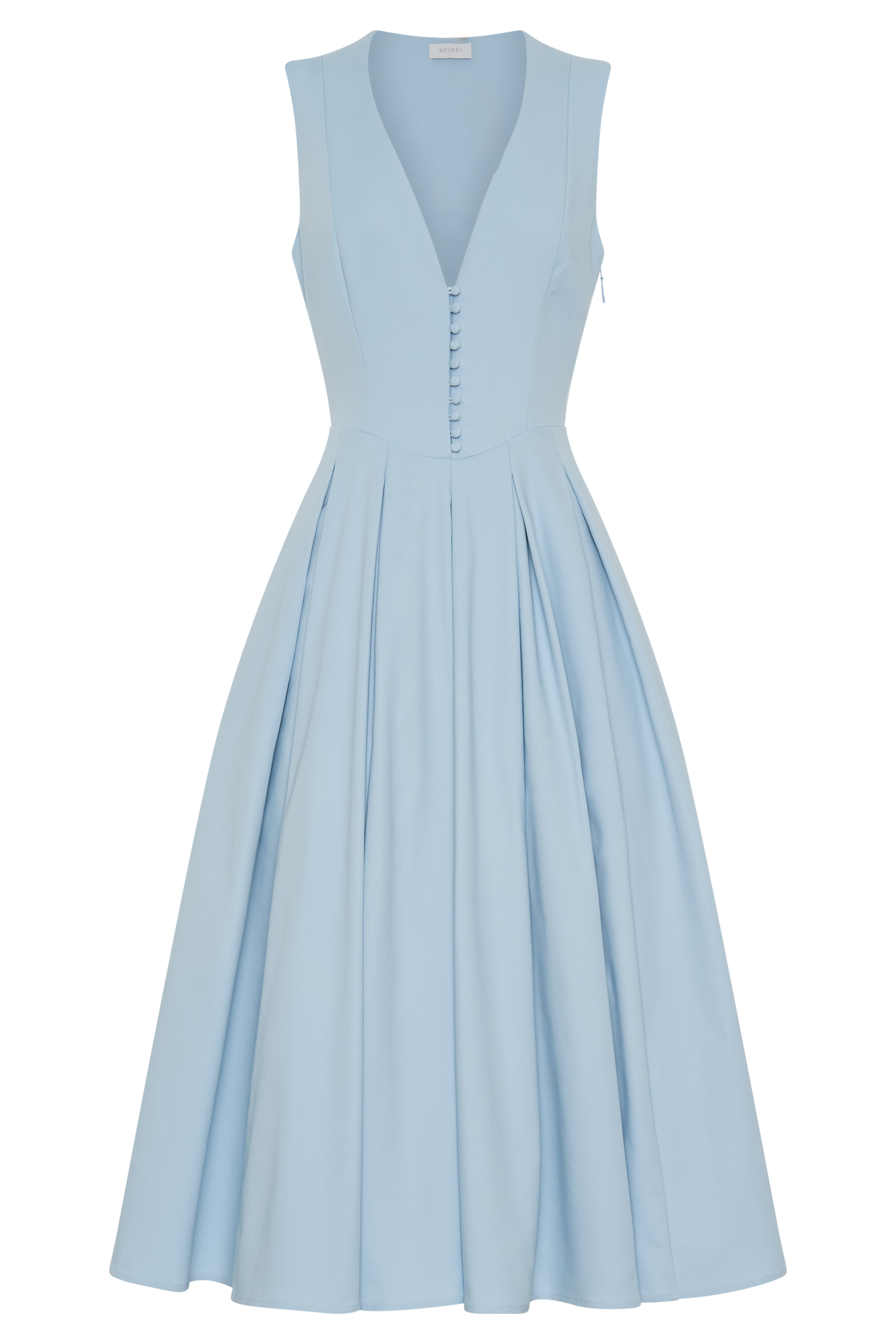 Keely Cotton Sleeveless Midi Dress Sky Blue MESHKI US - Main Image