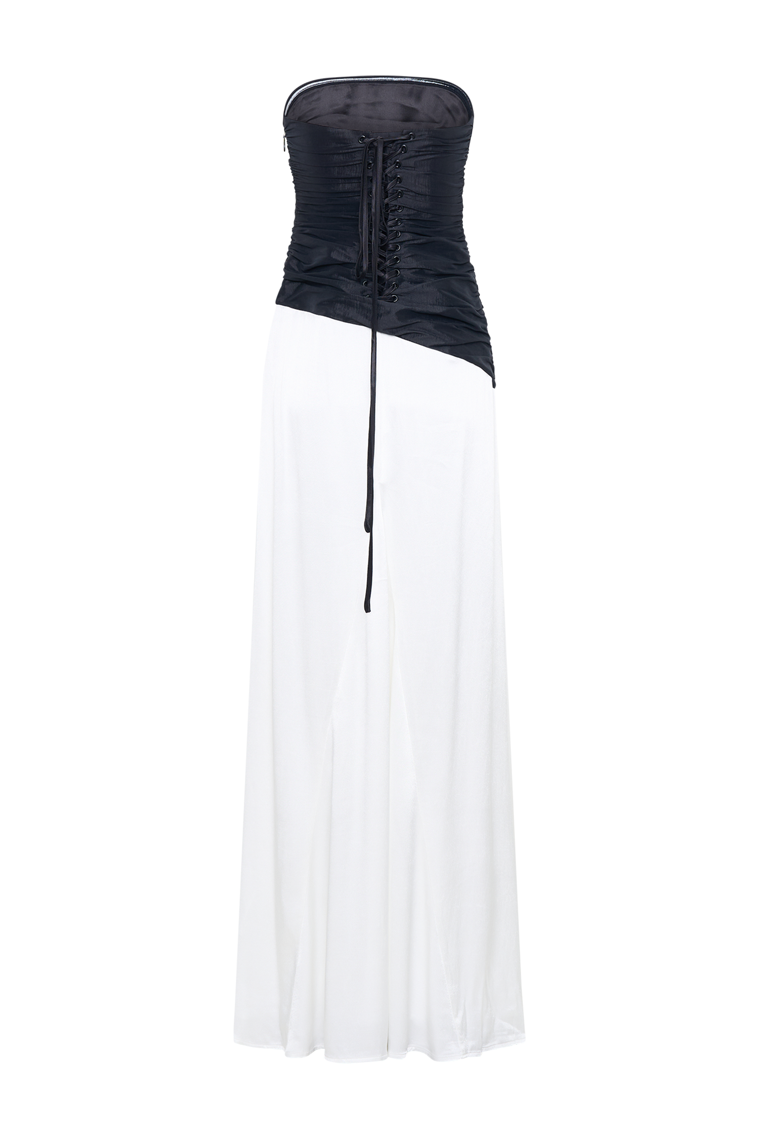 Serena Strapless Taffeta Maxi Dress / White/Black | Meshki | XXS Serena Strapless Taffeta Maxi Dress / White/Black | Meshki | XXS