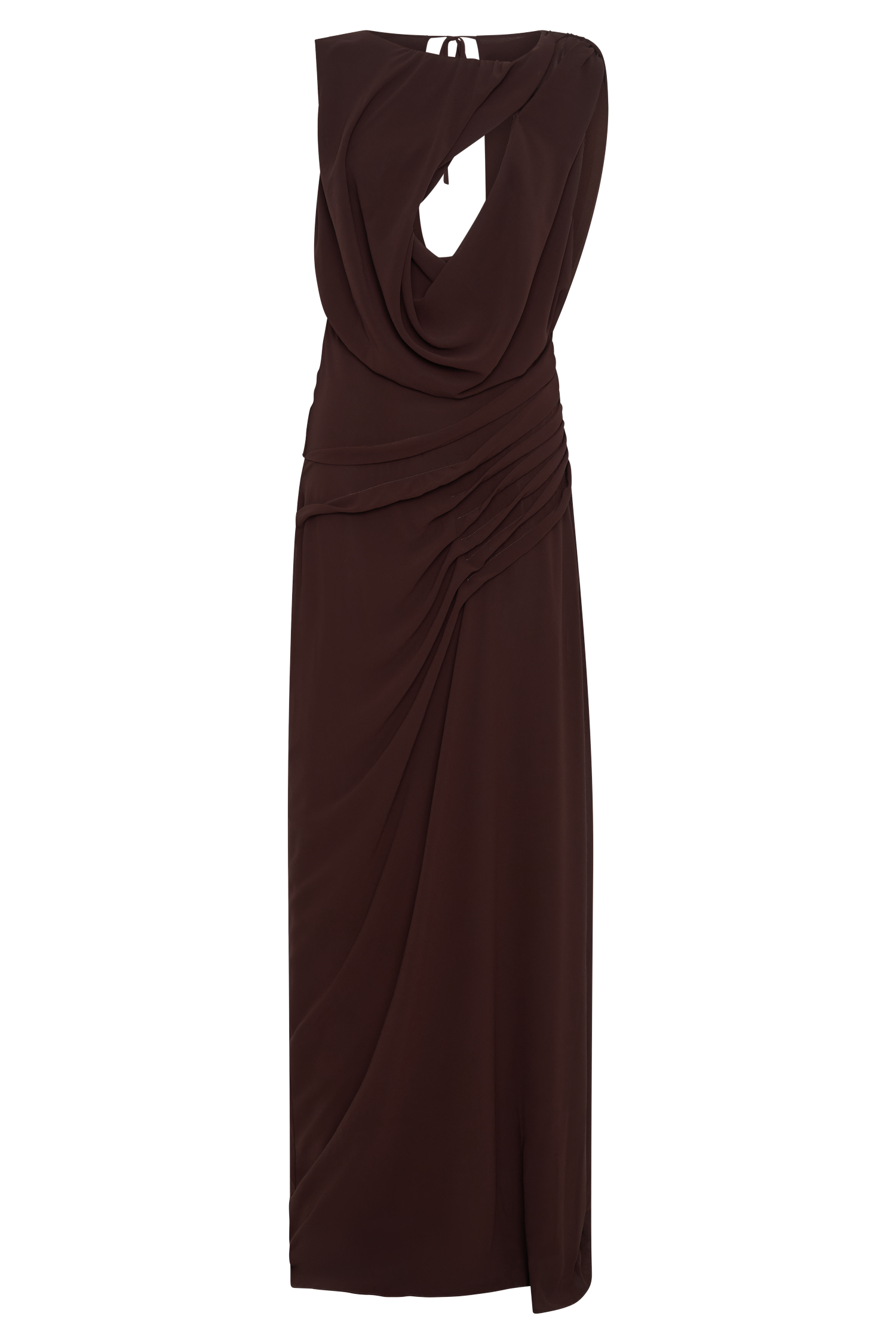brown meshki dress Oria Chiffon Maxi - Cacao Eliza J Women's One-Shoulder colour: camel-knitted-button-front-midi-dress For the ones who size:US2